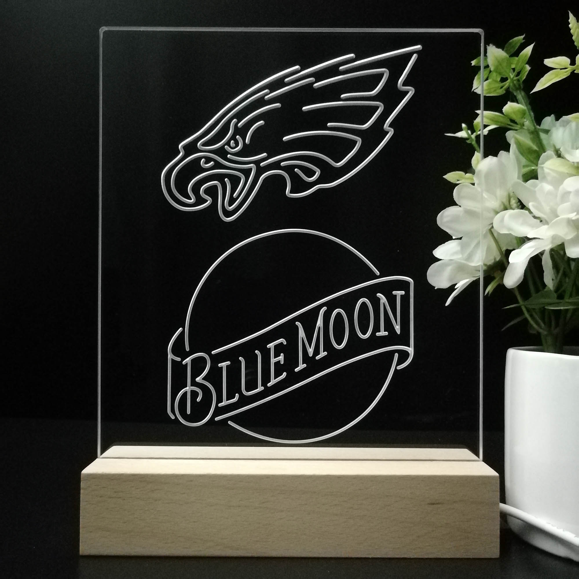 Philadelphia Eagles Blue Moon Neon Sign Pub Bar Lamp