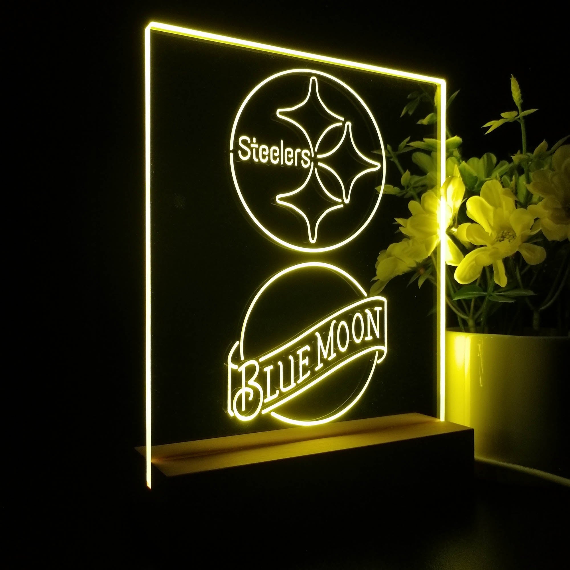 Pittsburgh Steelers Blue Moon Neon Sign Pub Bar Lamp