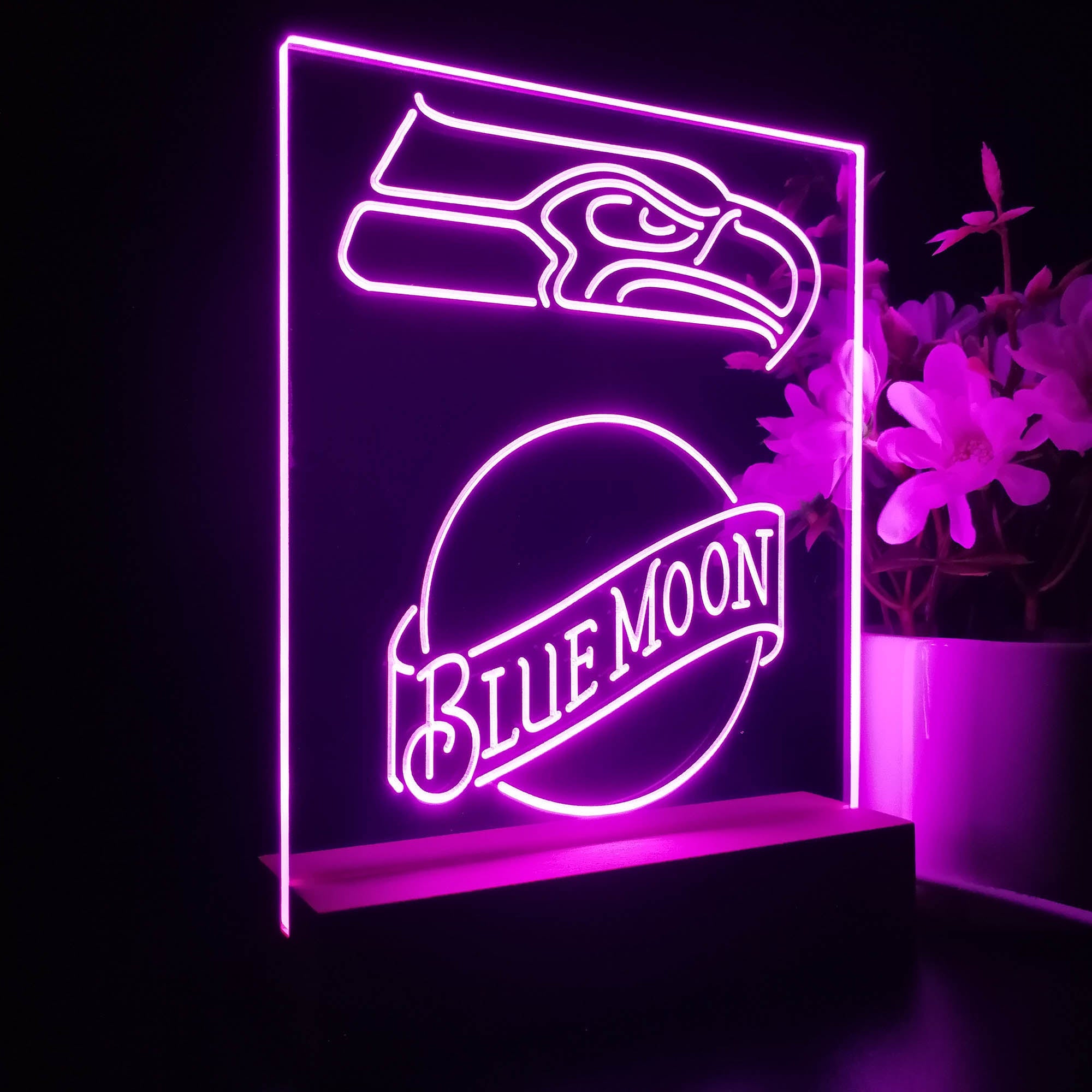 Seattle Seahawks Blue Moon Neon Sign Pub Bar Lamp