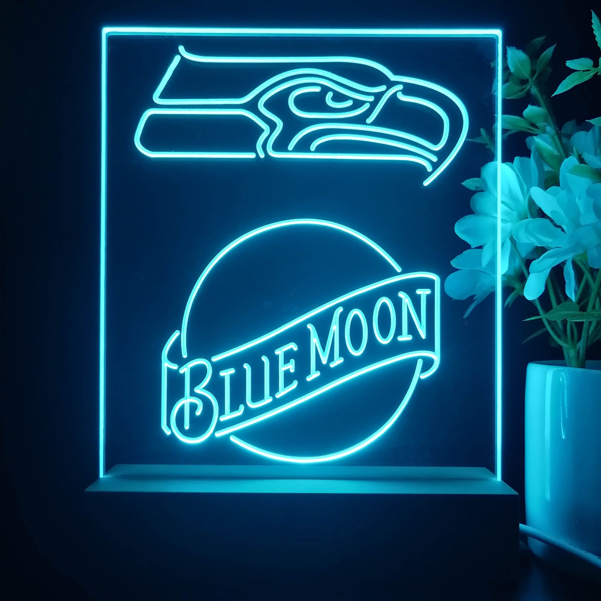 Seattle Seahawks Blue Moon Neon Sign Pub Bar Lamp