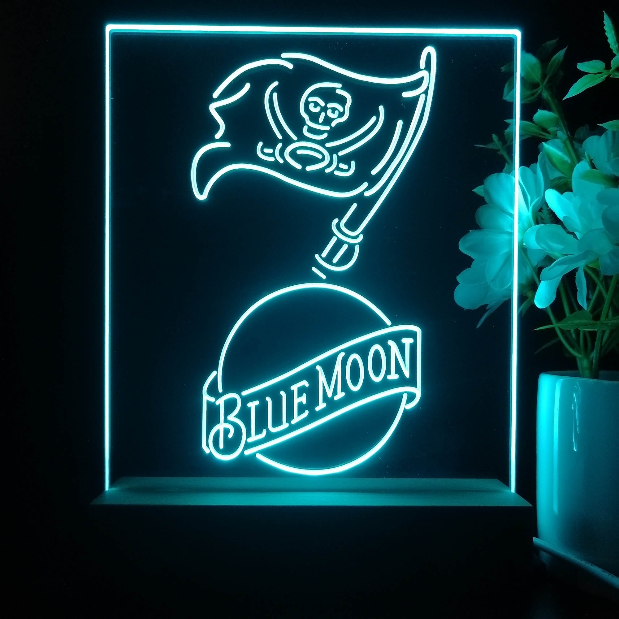 Tampa Bay Buccaneers Blue Moon Neon Sign Pub Bar Lamp