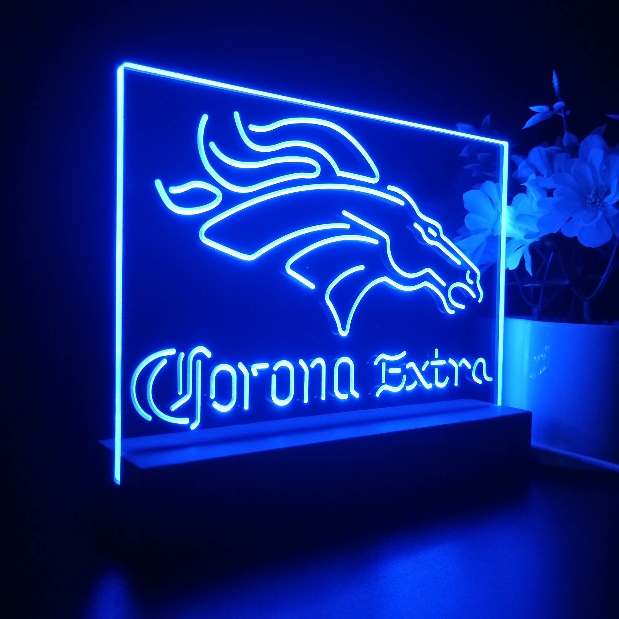 Corona Extra Bar Denver Broncos Est. 1960 Night Light Pub Bar Lamp