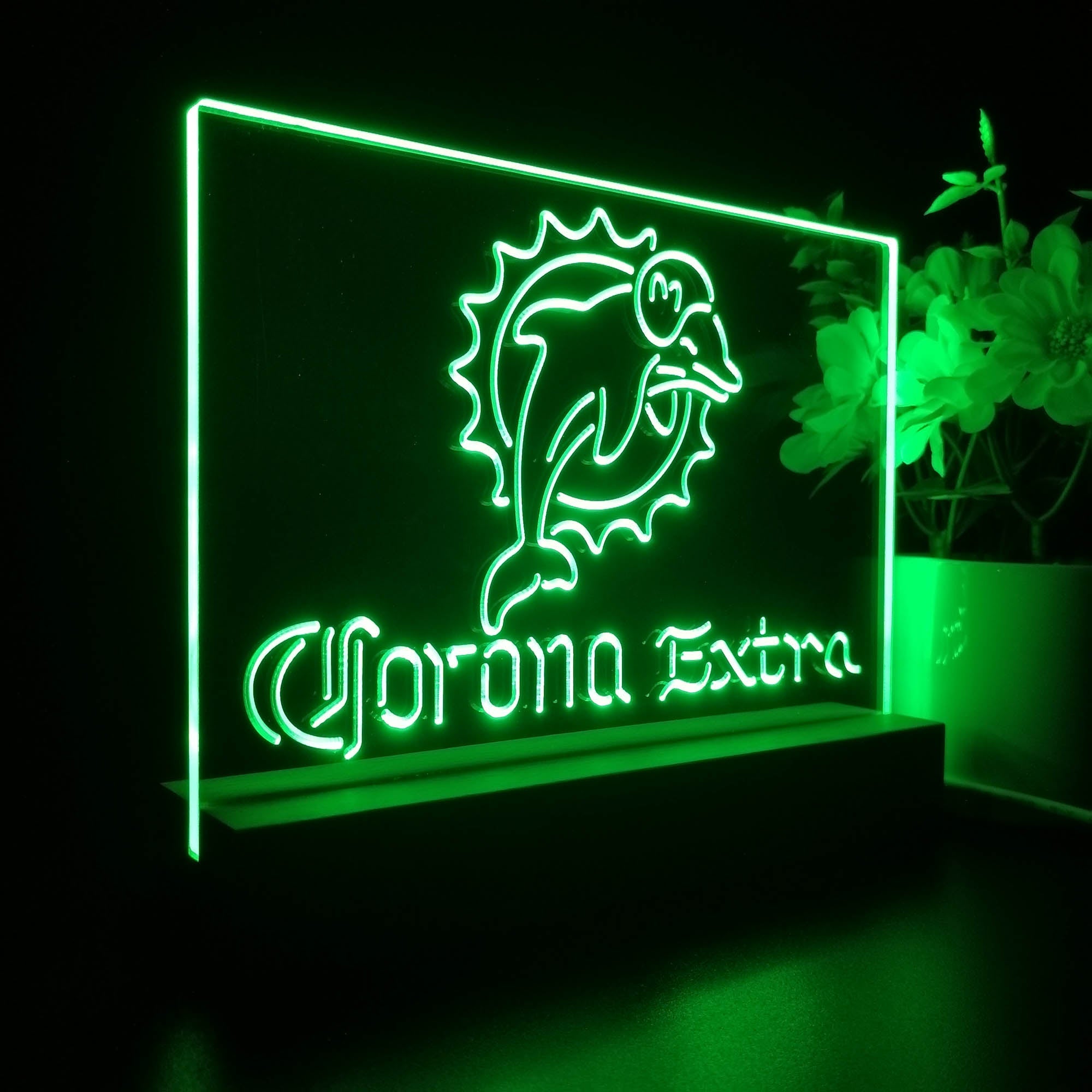 Corona Extra Bar Miami Dolphins Est. 1966 Night Light Pub Bar Lamp