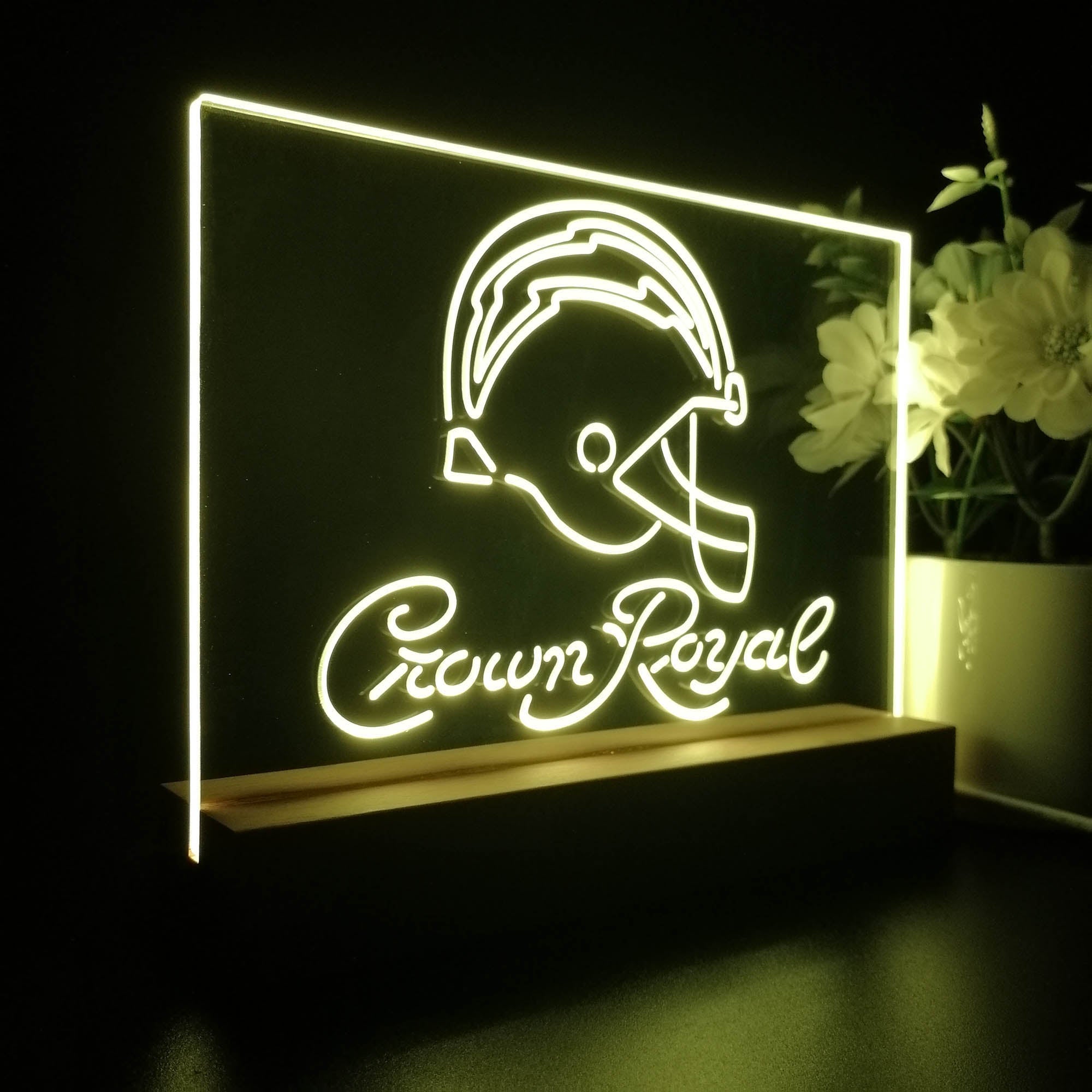 Crown Royal Bar Los Angeles Chargers Est. 1960 Night Light Pub Bar Lamp