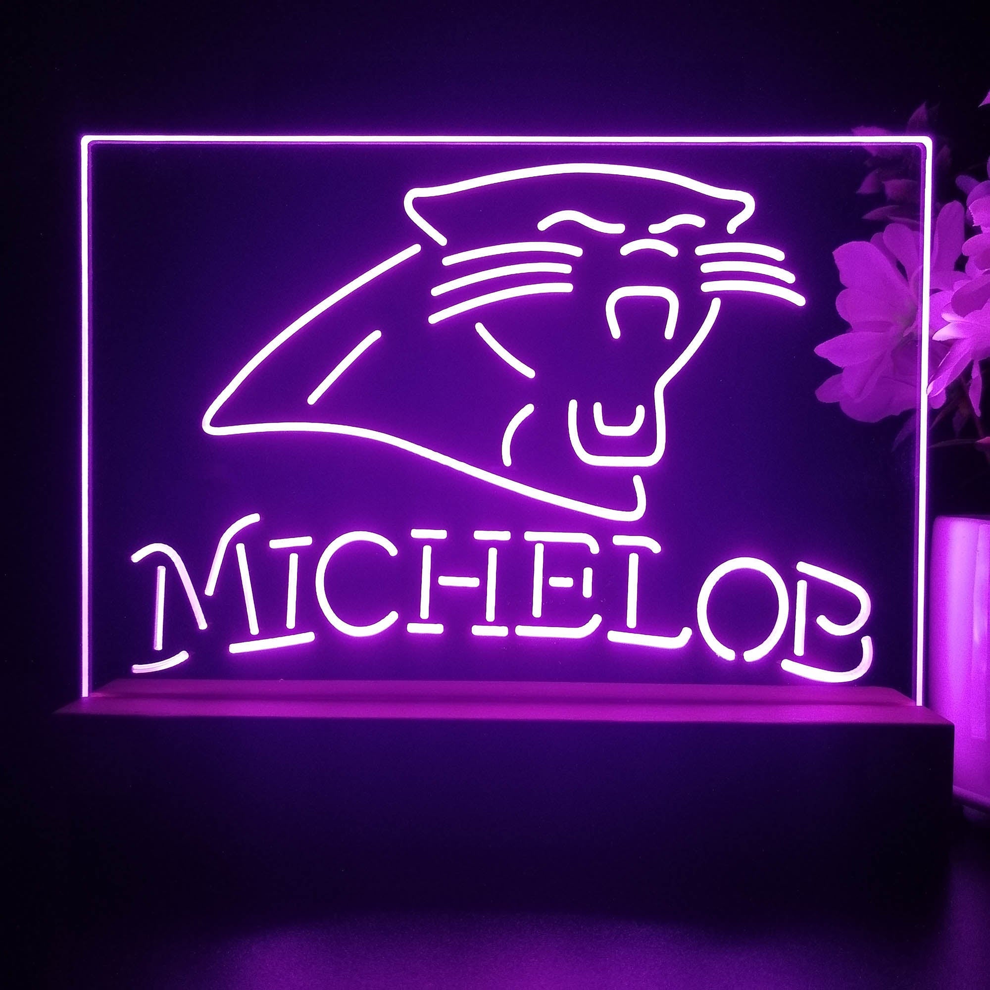 Michelob Bar Carolina Panthers 3D Illusion Night Light Desk Lamp