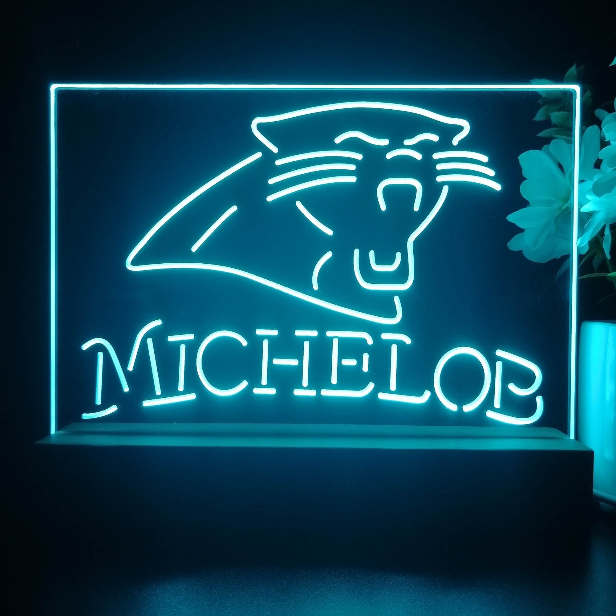 Michelob Bar Carolina Panthers 3D Illusion Night Light Desk Lamp