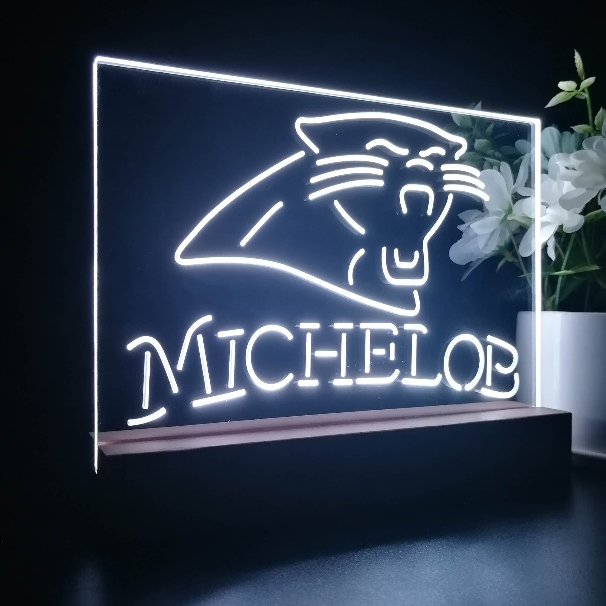 Carolina Panthers Michelob Bar 3D Illusion Night Light Desk Lamp