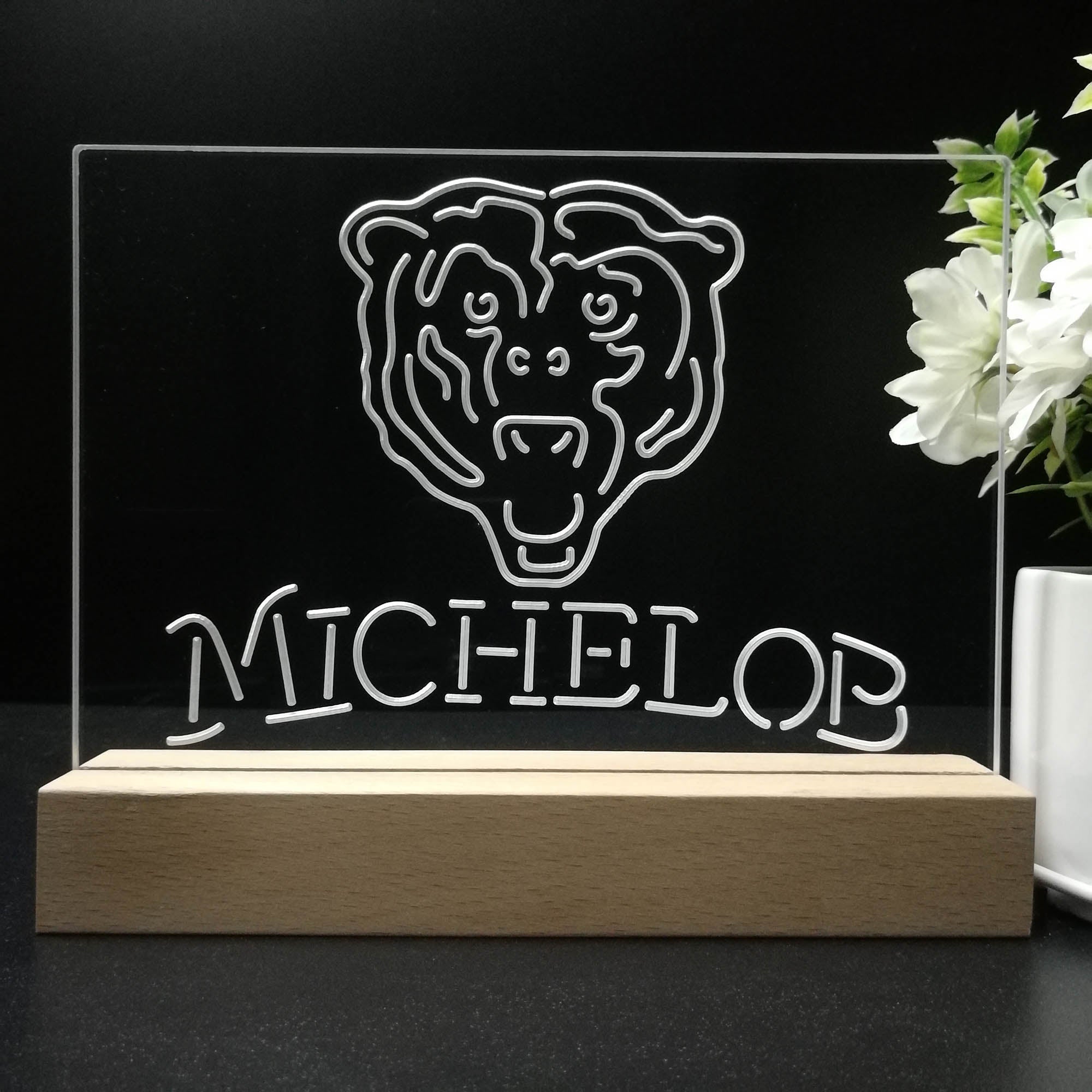 Michelob Bar Chicago Bears 3D Illusion Night Light Desk Lamp