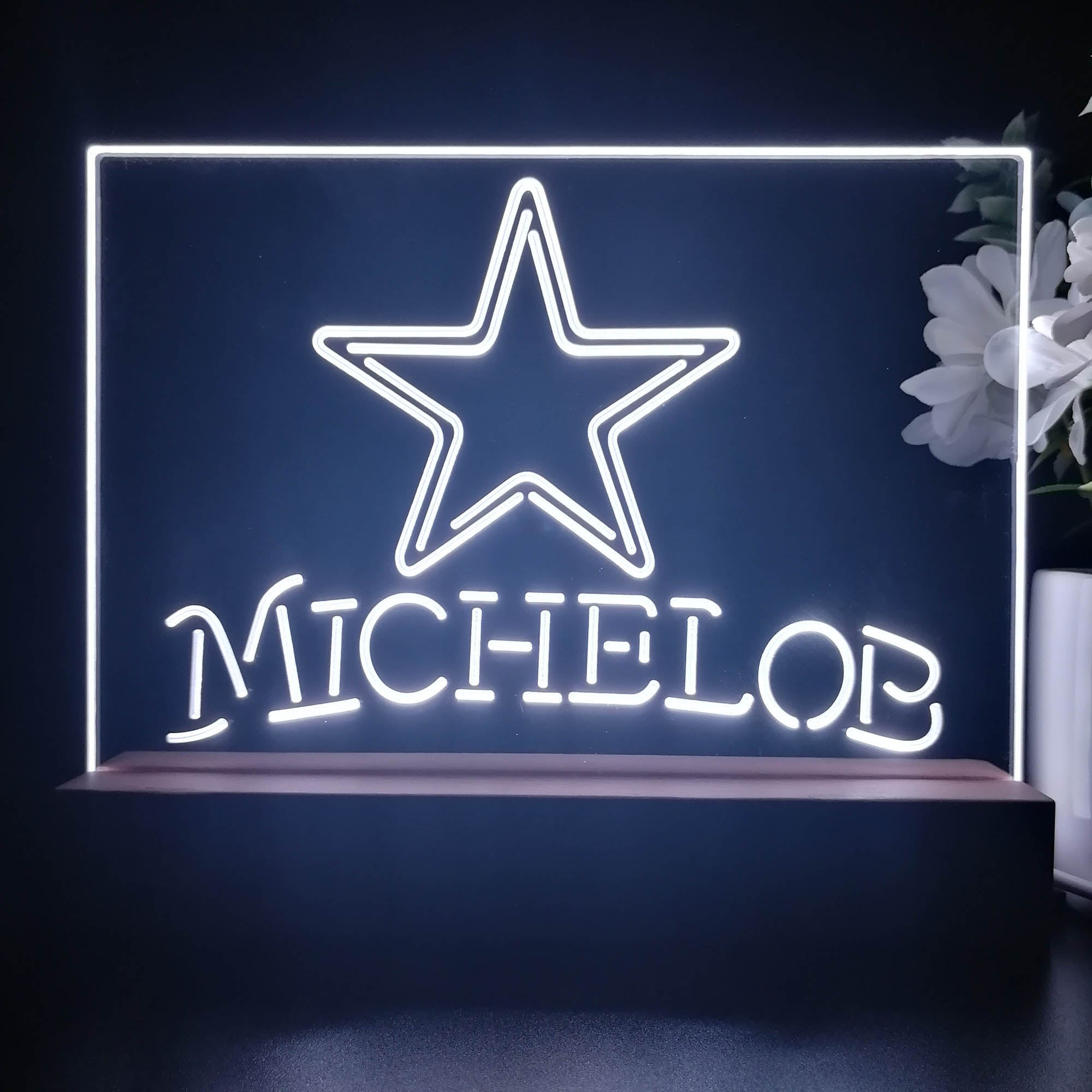 Michelob Bar Dallas Cowboys 3D Illusion Night Light Desk Lamp