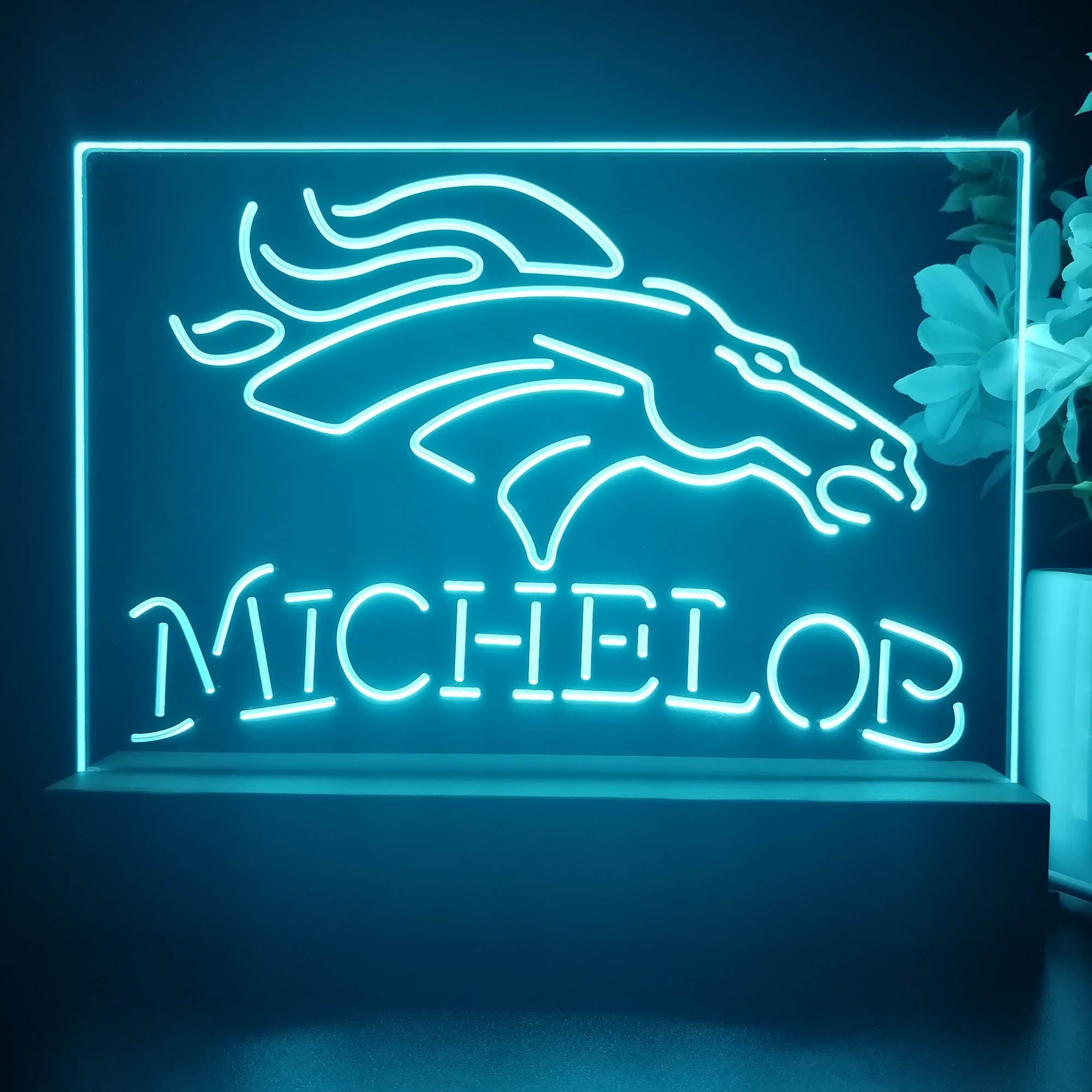Michelob Bar Denver Broncos 3D Illusion Night Light Desk Lamp