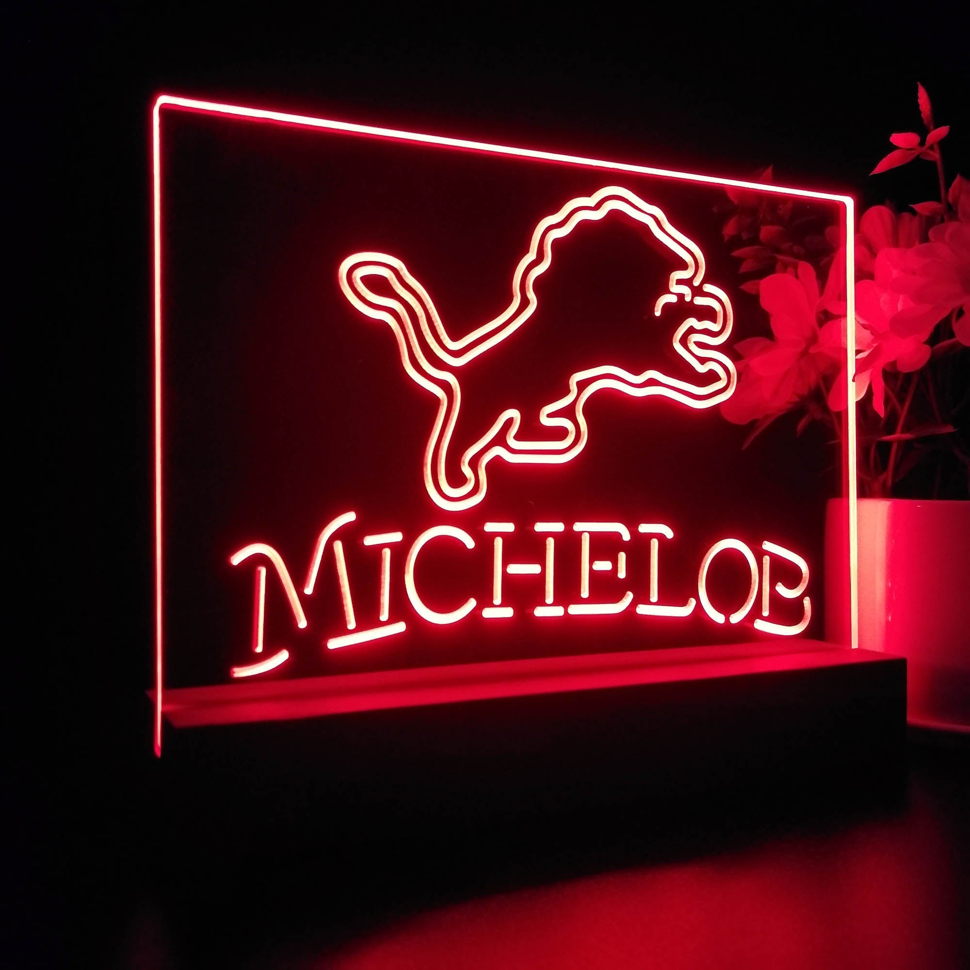 Michelob Bar Detroit Lions 3D Illusion Night Light Desk Lamp