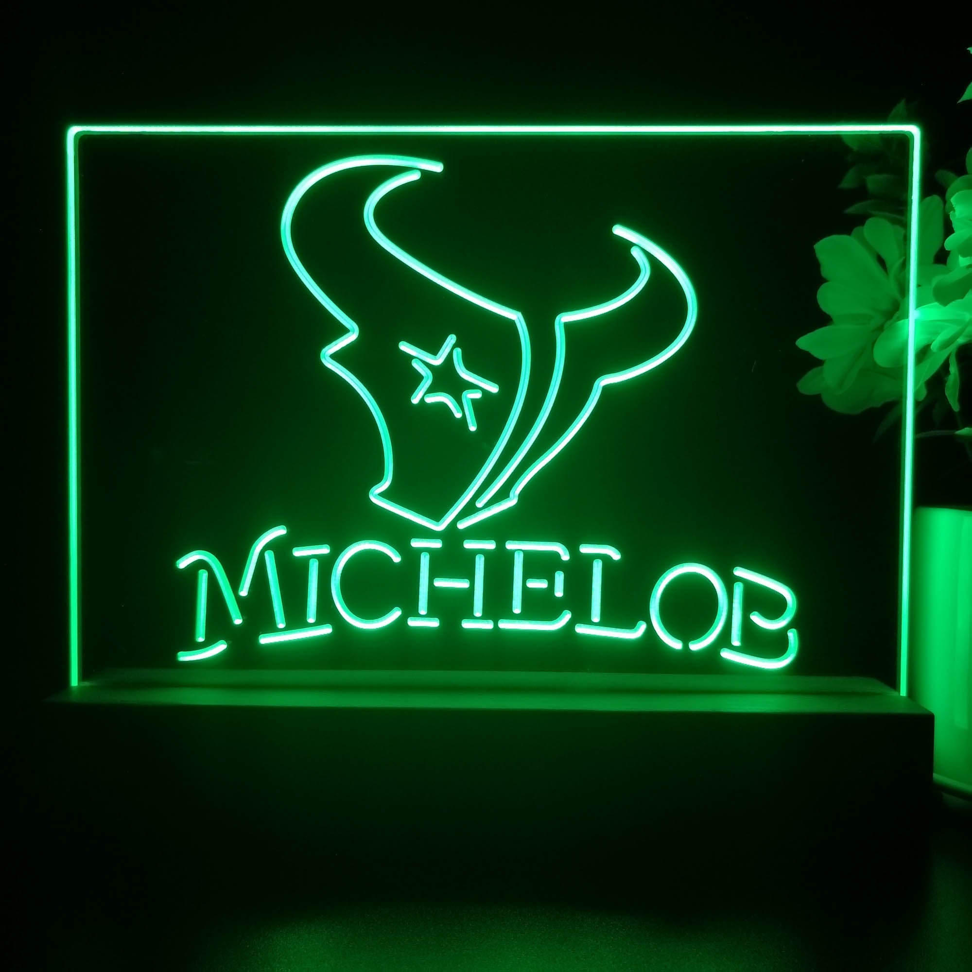 Michelob Bar Houston Texans 3D Illusion Night Light Desk Lamp