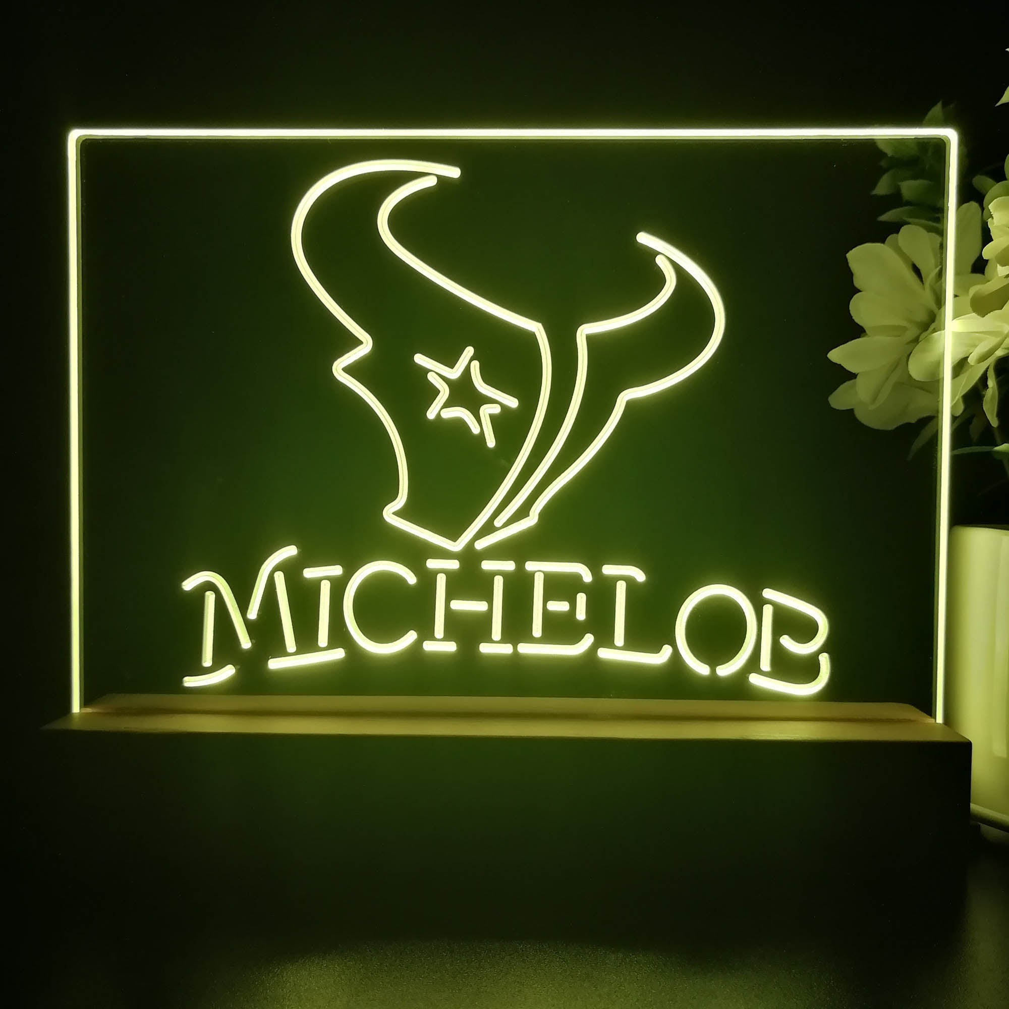 Michelob Bar Houston Texans 3D Illusion Night Light Desk Lamp
