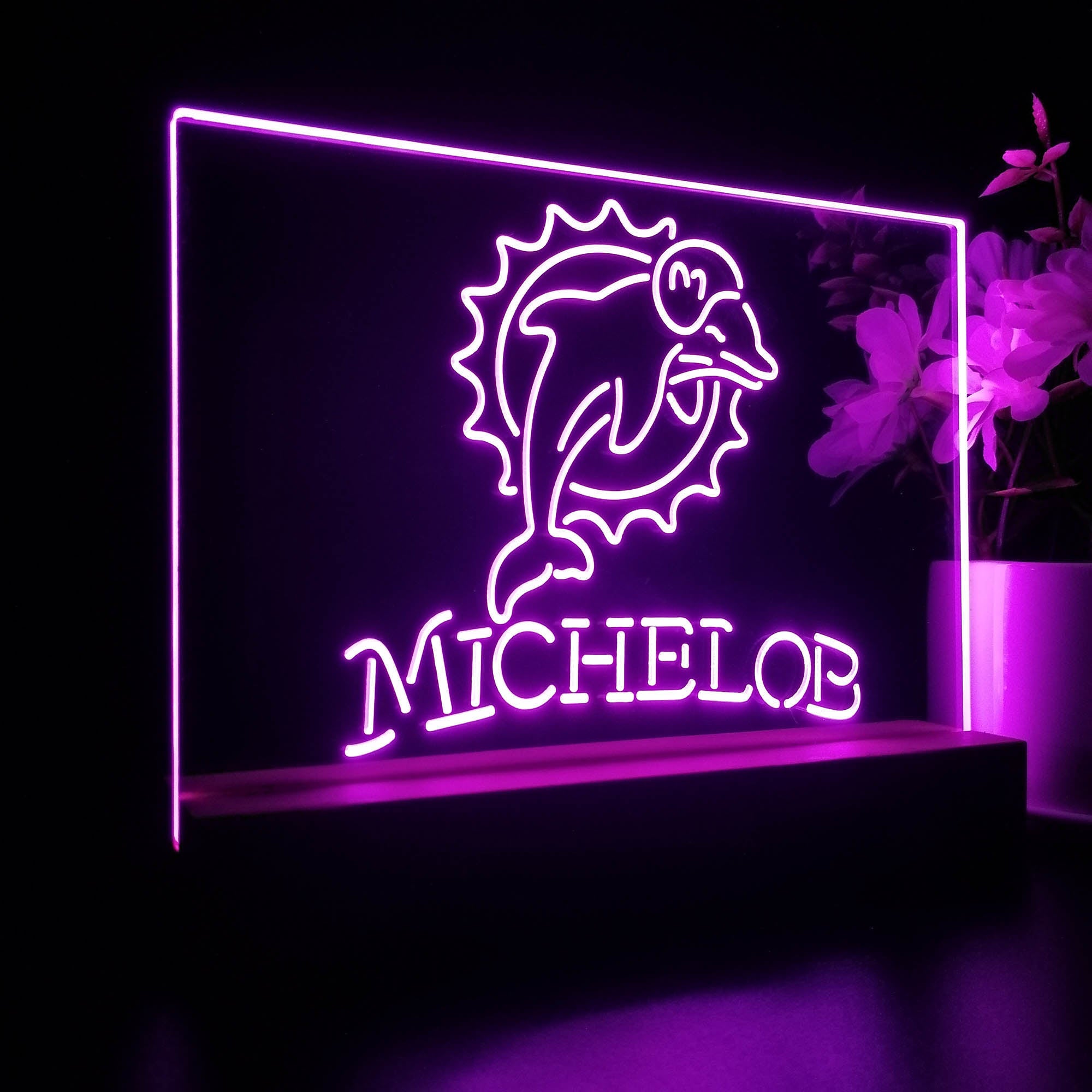 Michelob Bar Miami Dolphins 3D Illusion Night Light Desk Lamp