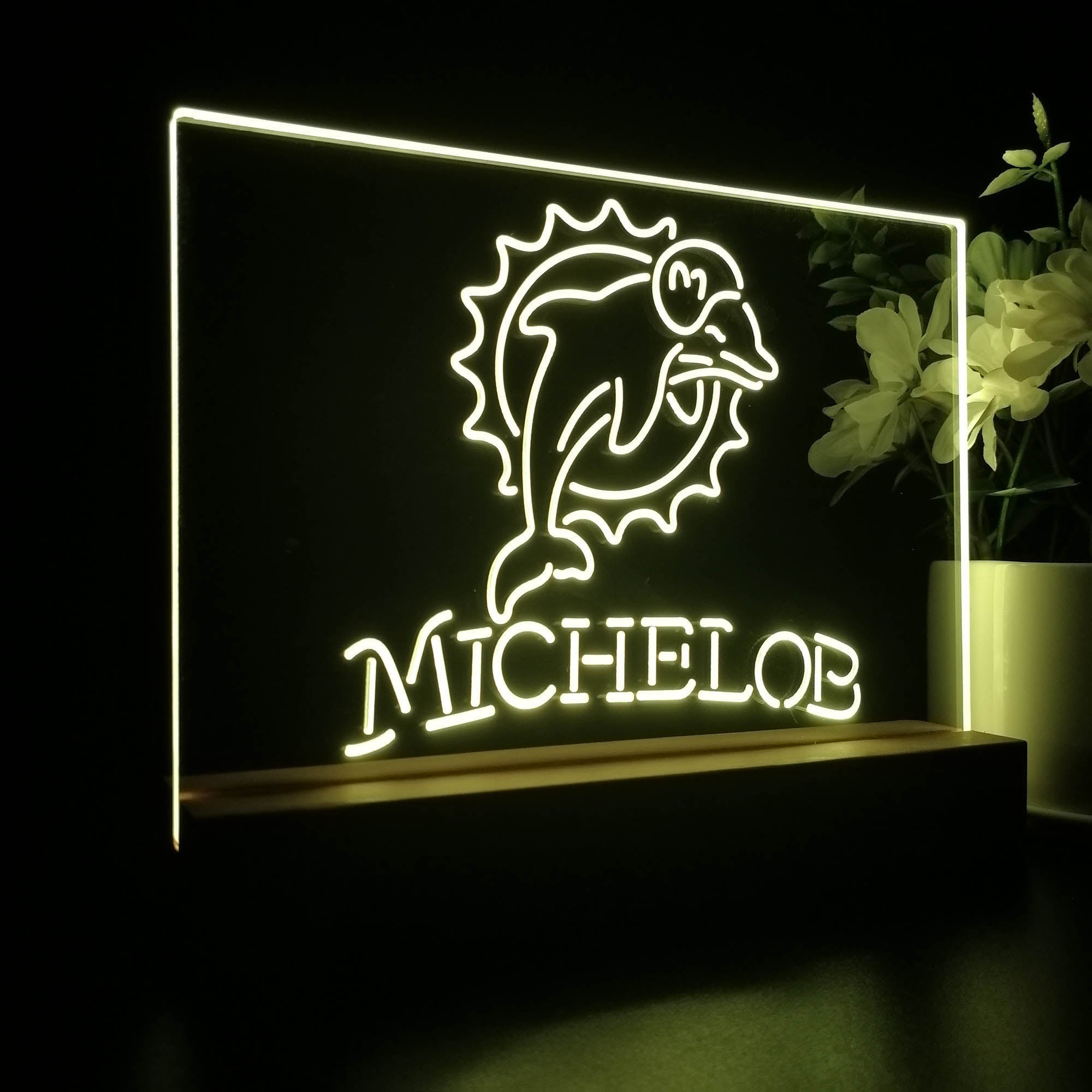 Michelob Bar Miami Dolphins 3D Illusion Night Light Desk Lamp