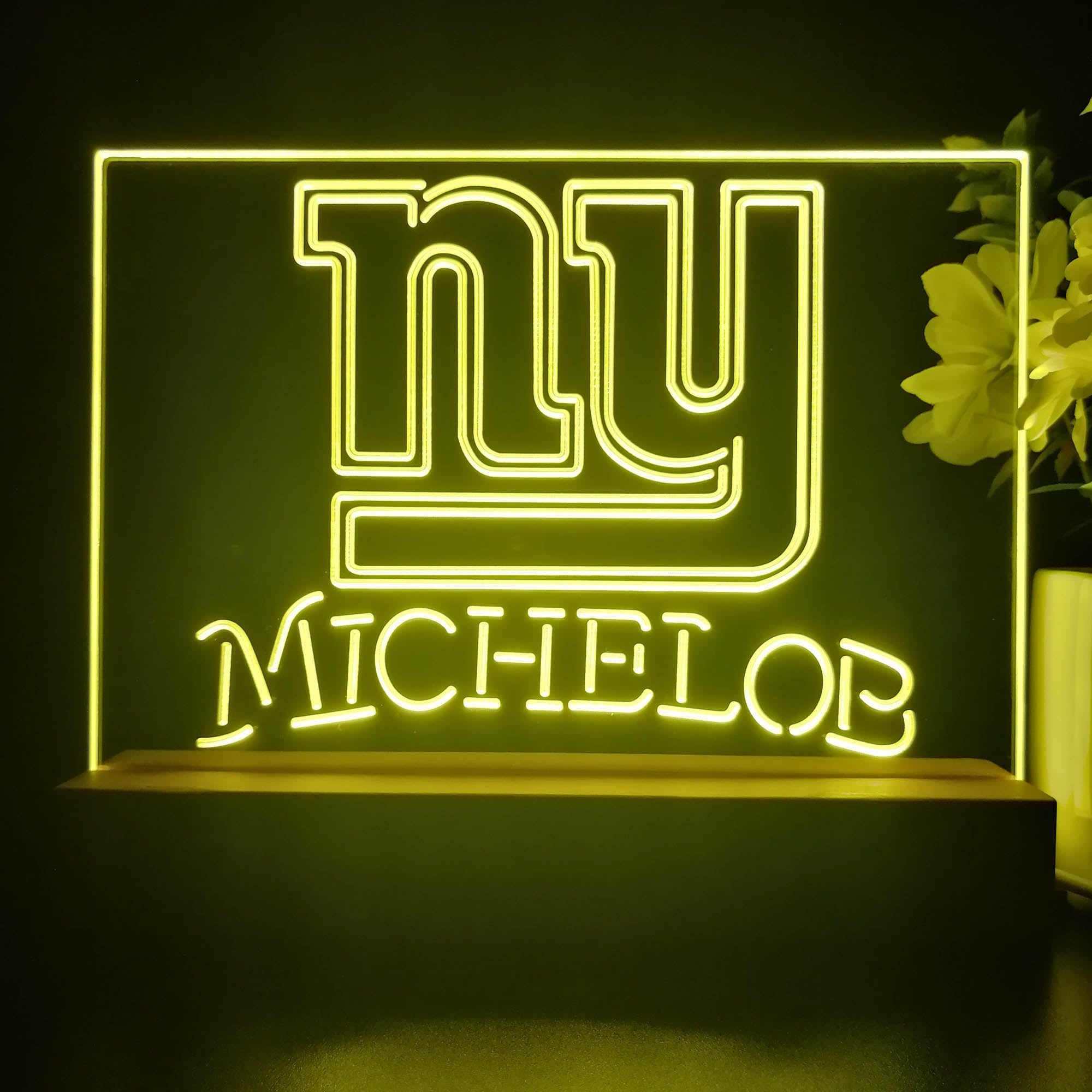 Michelob Bar New York Giants 3D Illusion Night Light Desk Lamp