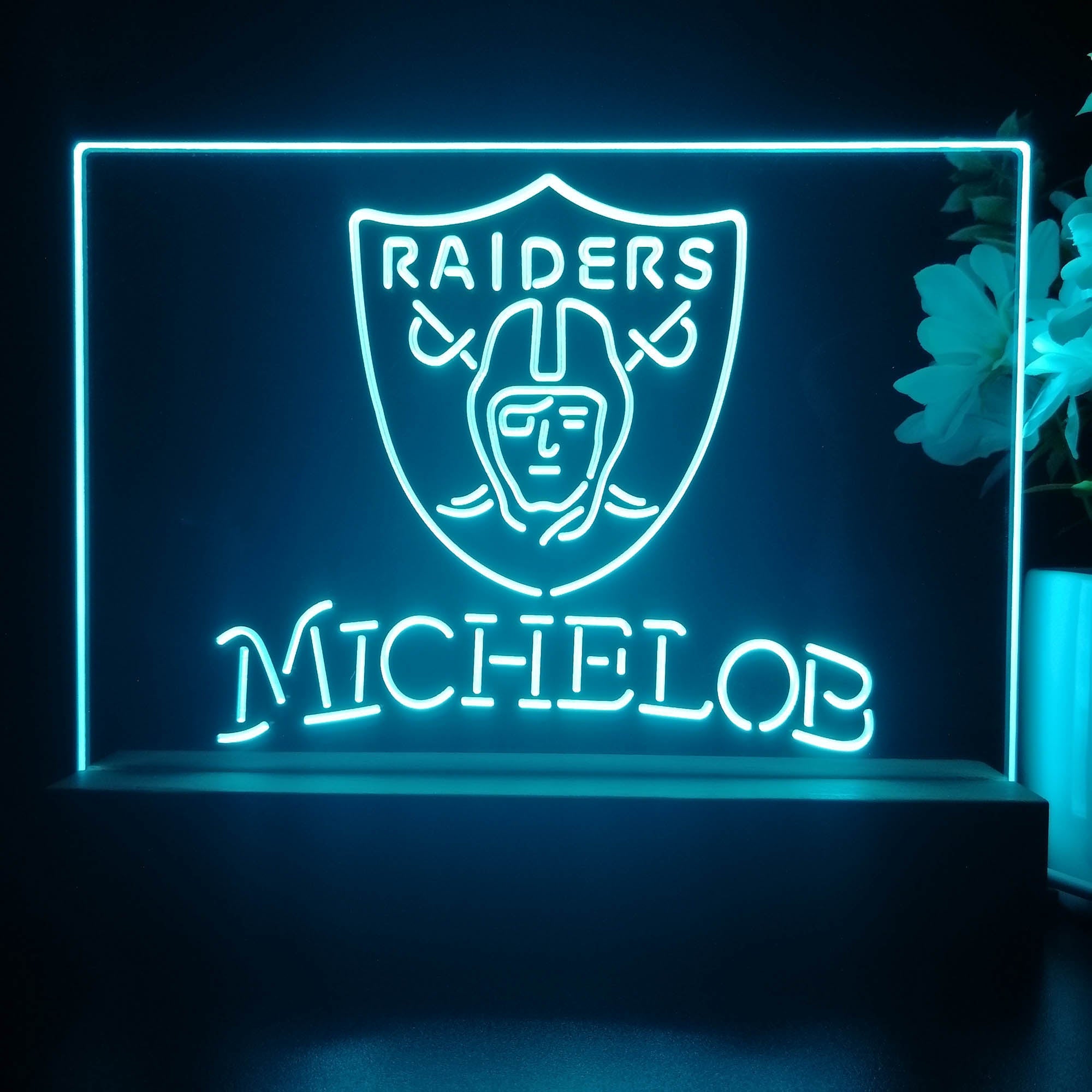 Michelob Las Vegas Raiders 3D Illusion Night Light Desk Lamp