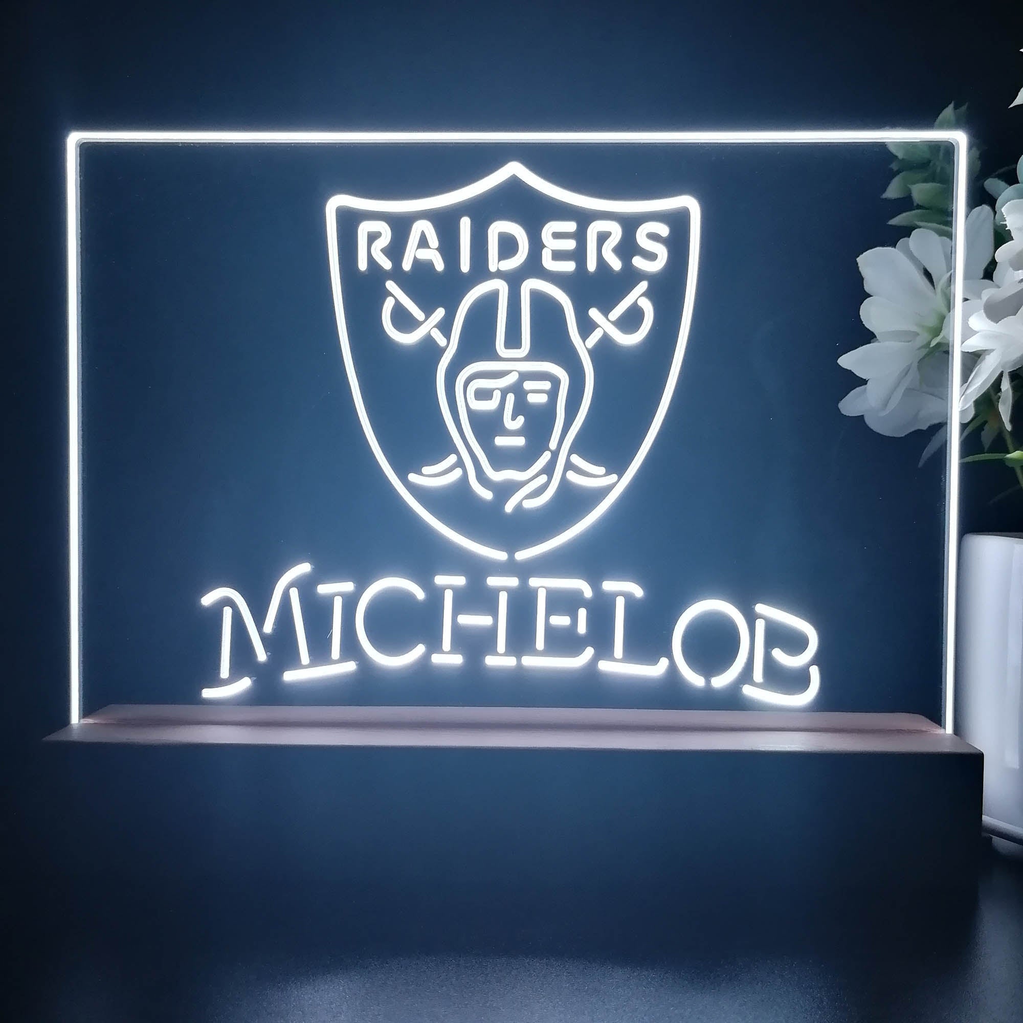 Michelob Las Vegas Raiders 3D Illusion Night Light Desk Lamp