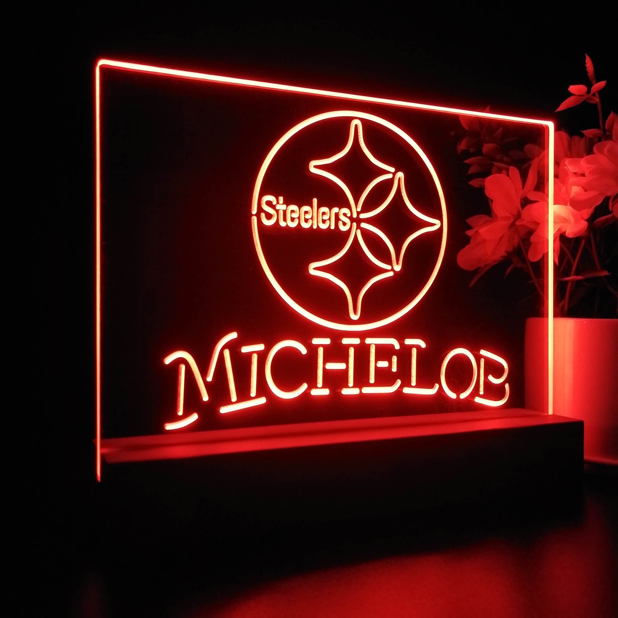 Michelob Bar Pittsburgh Steelers 3D Illusion Night Light Desk Lamp
