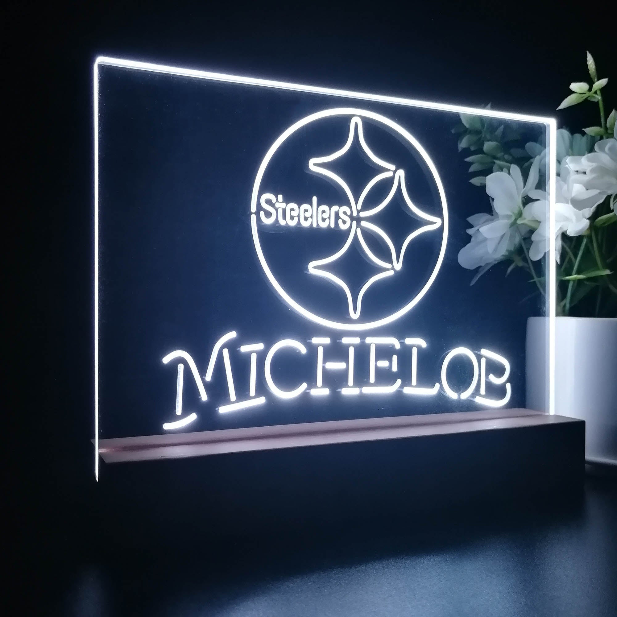 Michelob Bar Pittsburgh Steelers 3D Illusion Night Light Desk Lamp