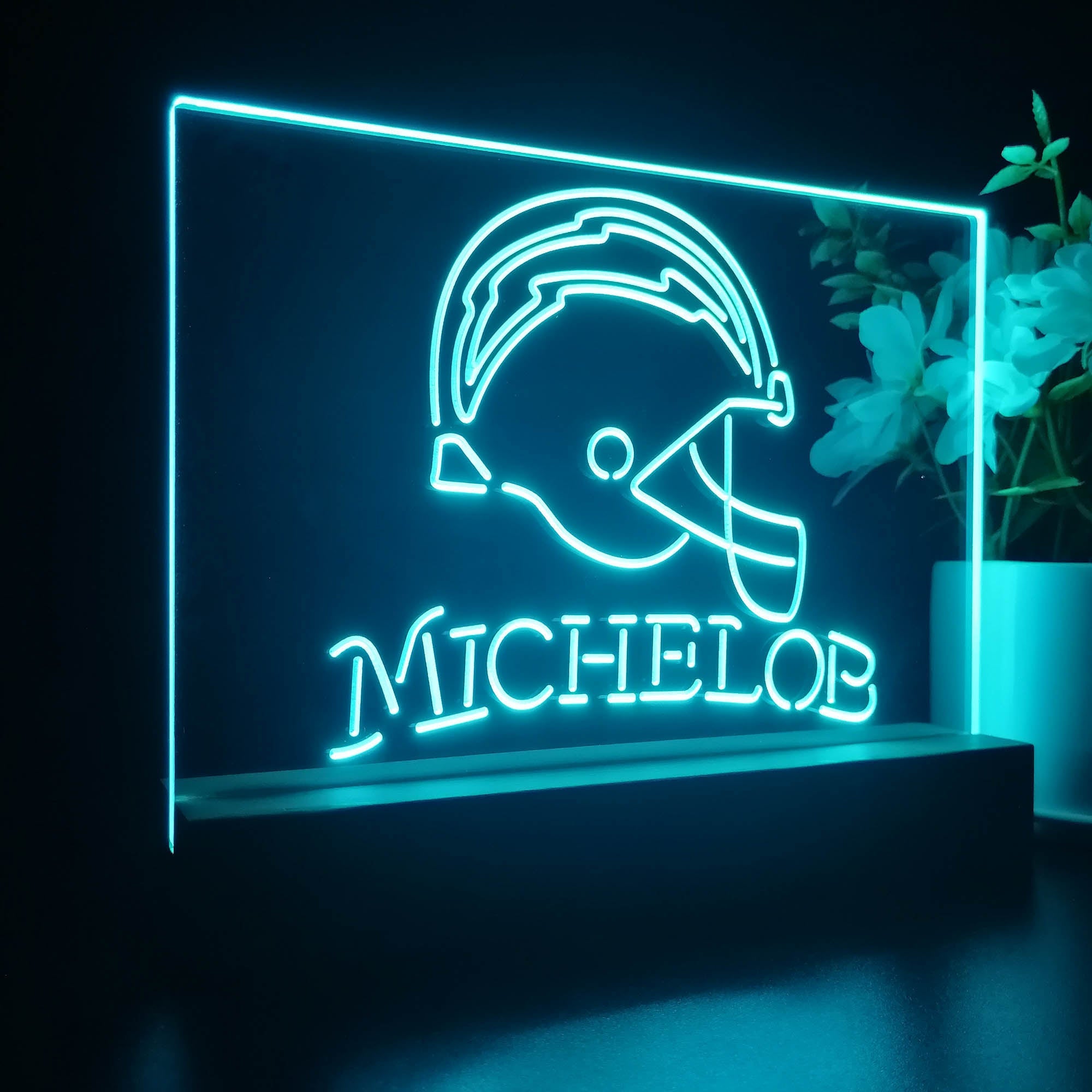 Michelob Bar Los Angeles Chargers 3D Illusion Night Light Desk Lamp