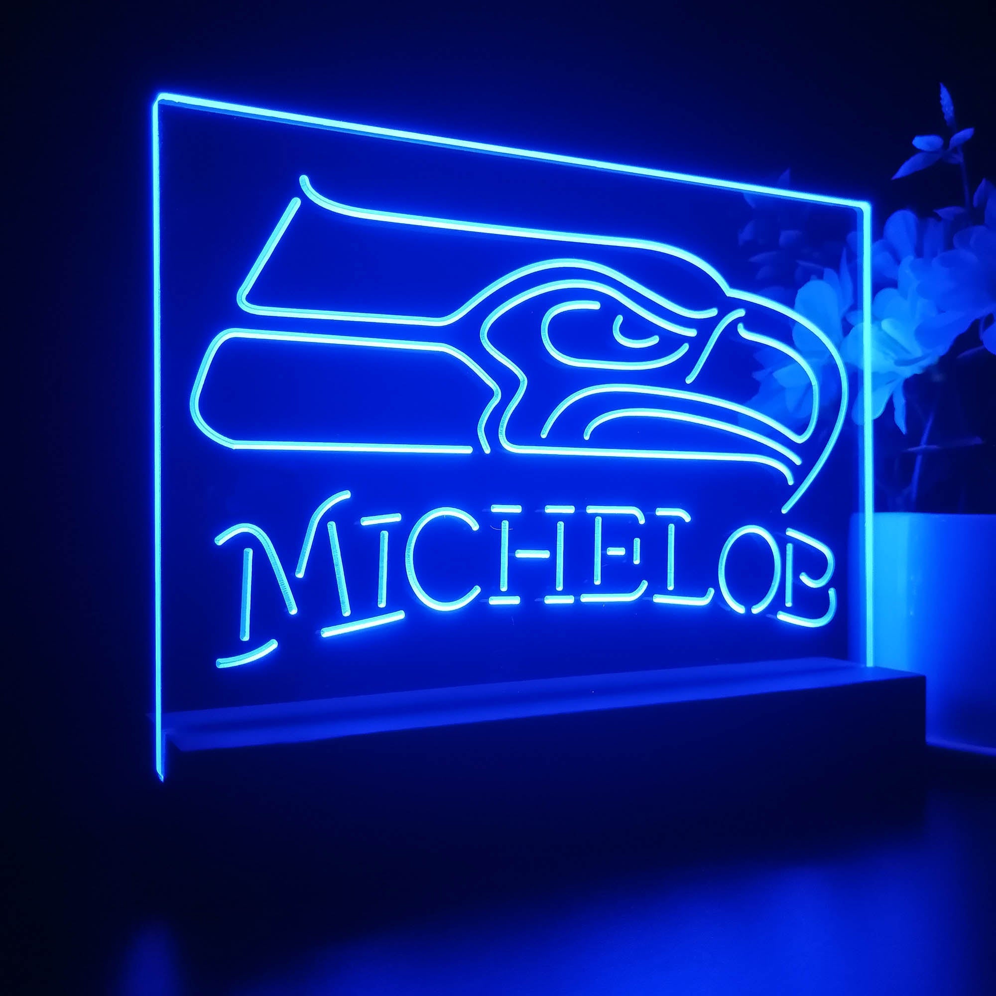 Michelob Bar Seattle Seahawks 3D Illusion Night Light Desk Lamp