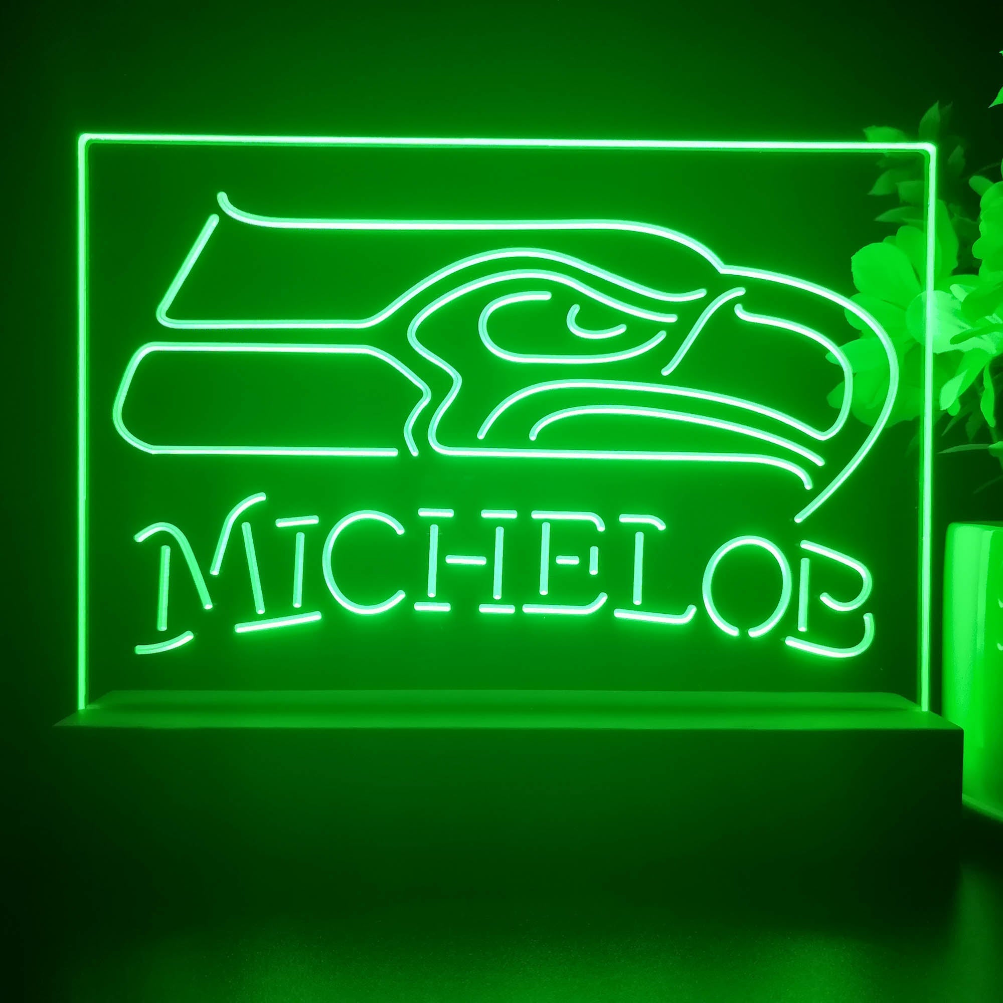 Michelob Bar Seattle Seahawks 3D Illusion Night Light Desk Lamp