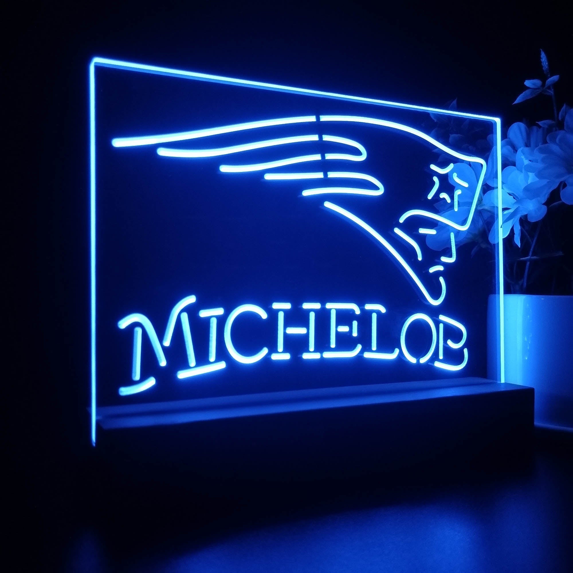 New England Patriots Michelob Bar 3D Illusion Night Light Desk Lamp