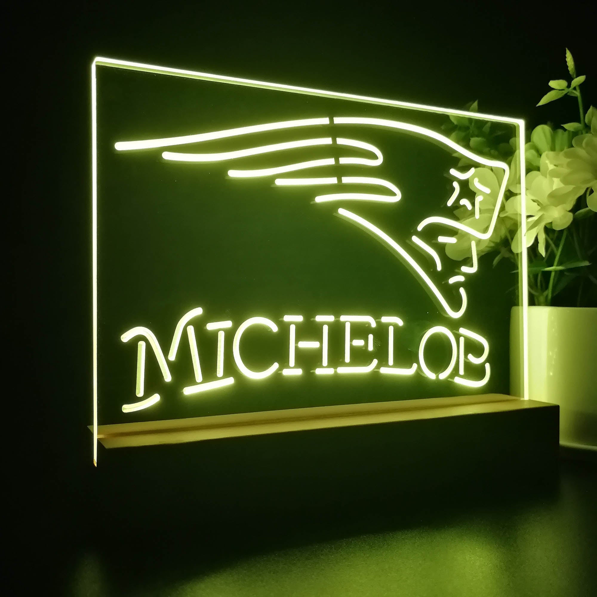 New England Patriots Michelob Bar 3D Illusion Night Light Desk Lamp