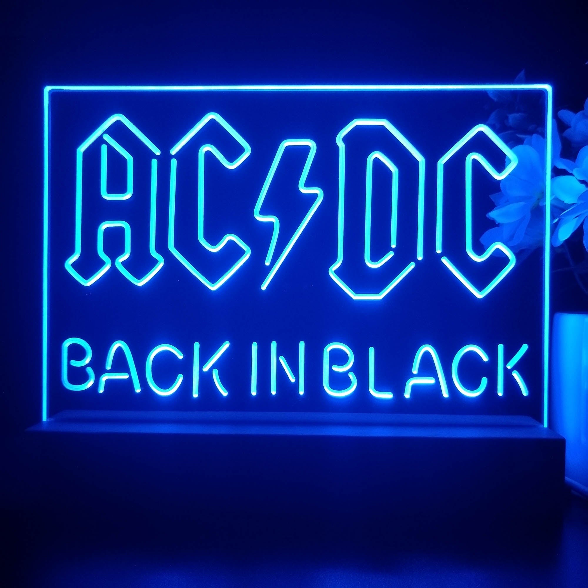 ACDC Back In Black Music Band 3D Illusion Night Light Desk Lamp