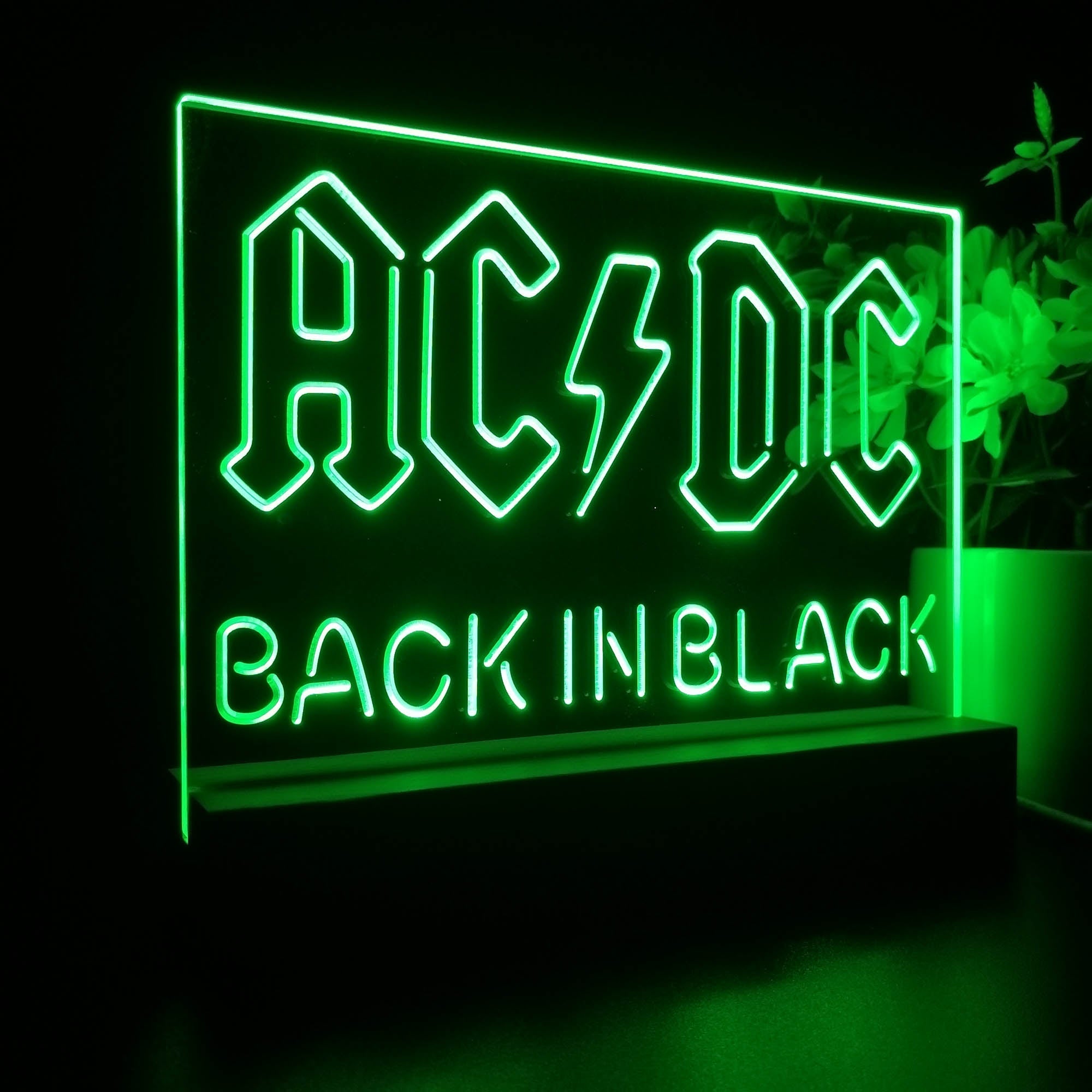 ACDC Back In Black Music Band 3D Illusion Night Light Desk Lamp