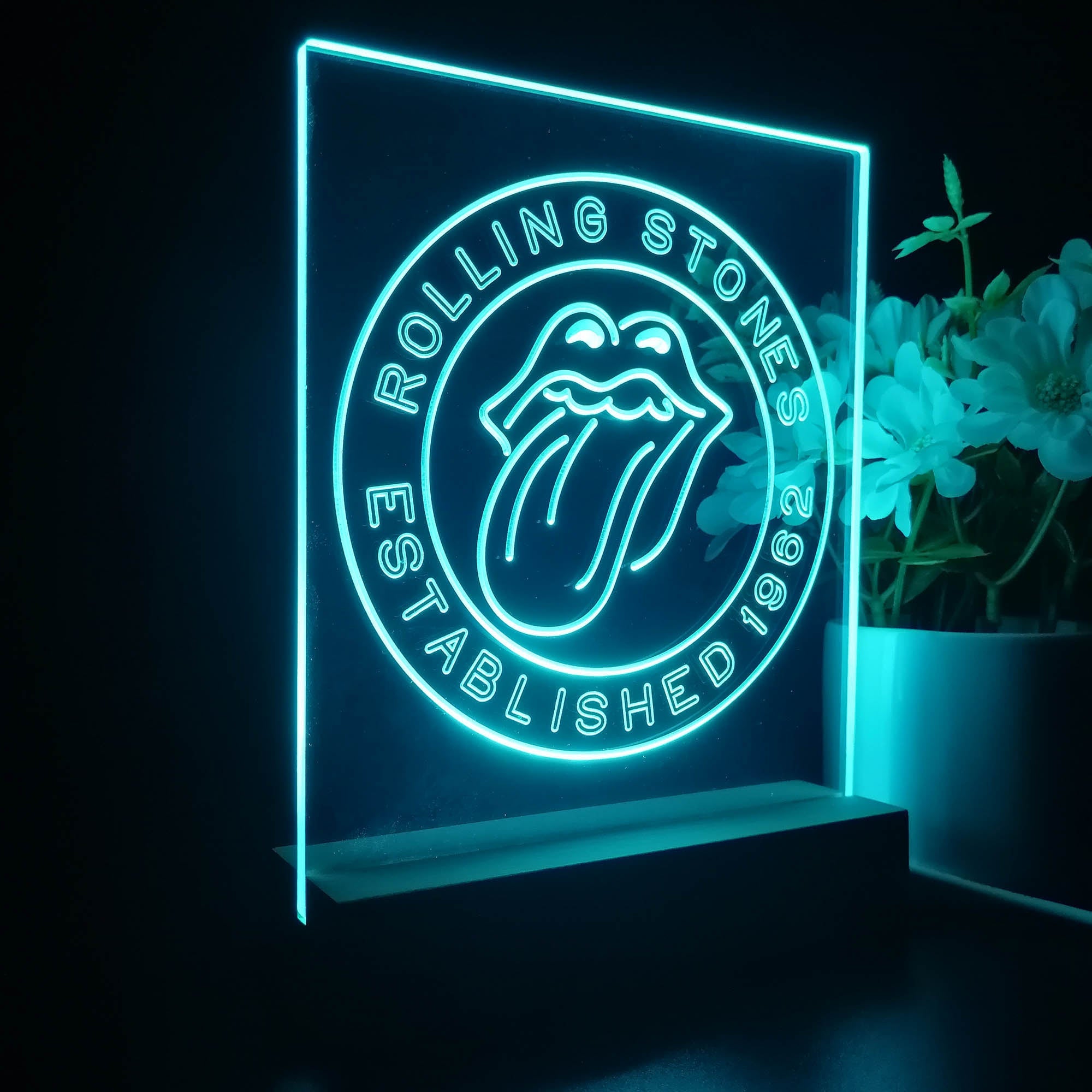 Rolling Stones Est. 1962 3D Illusion Night Light Desk Lamp