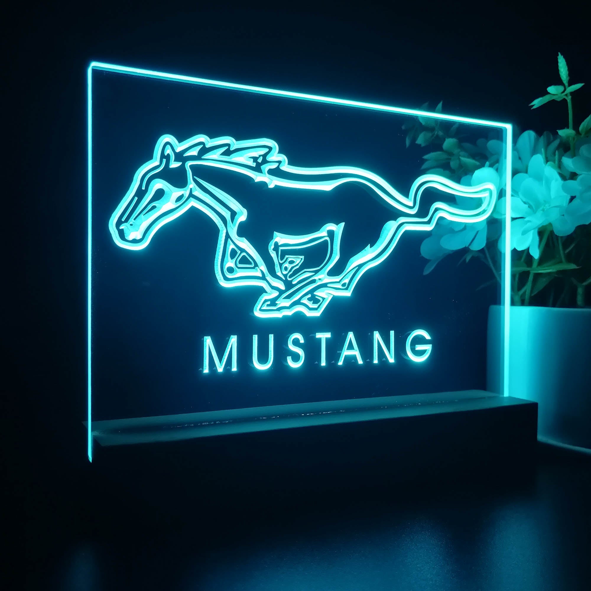 Mustang Ford Horse Car Bar 3D Illusion Night Light Desk Lamp