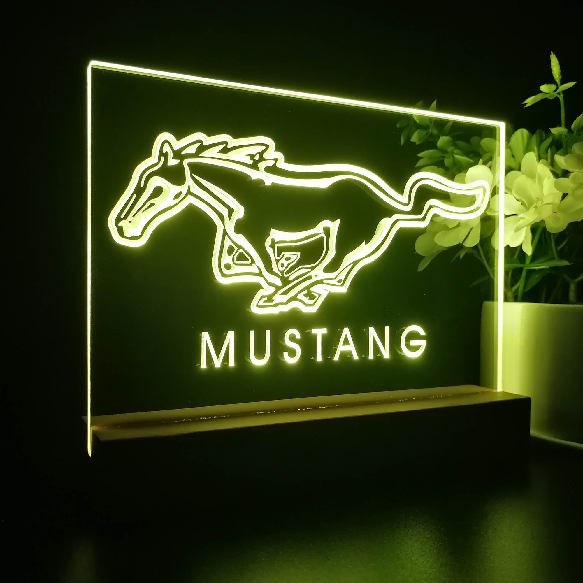 Mustang Ford Horse Car Bar 3D Illusion Night Light Desk Lamp