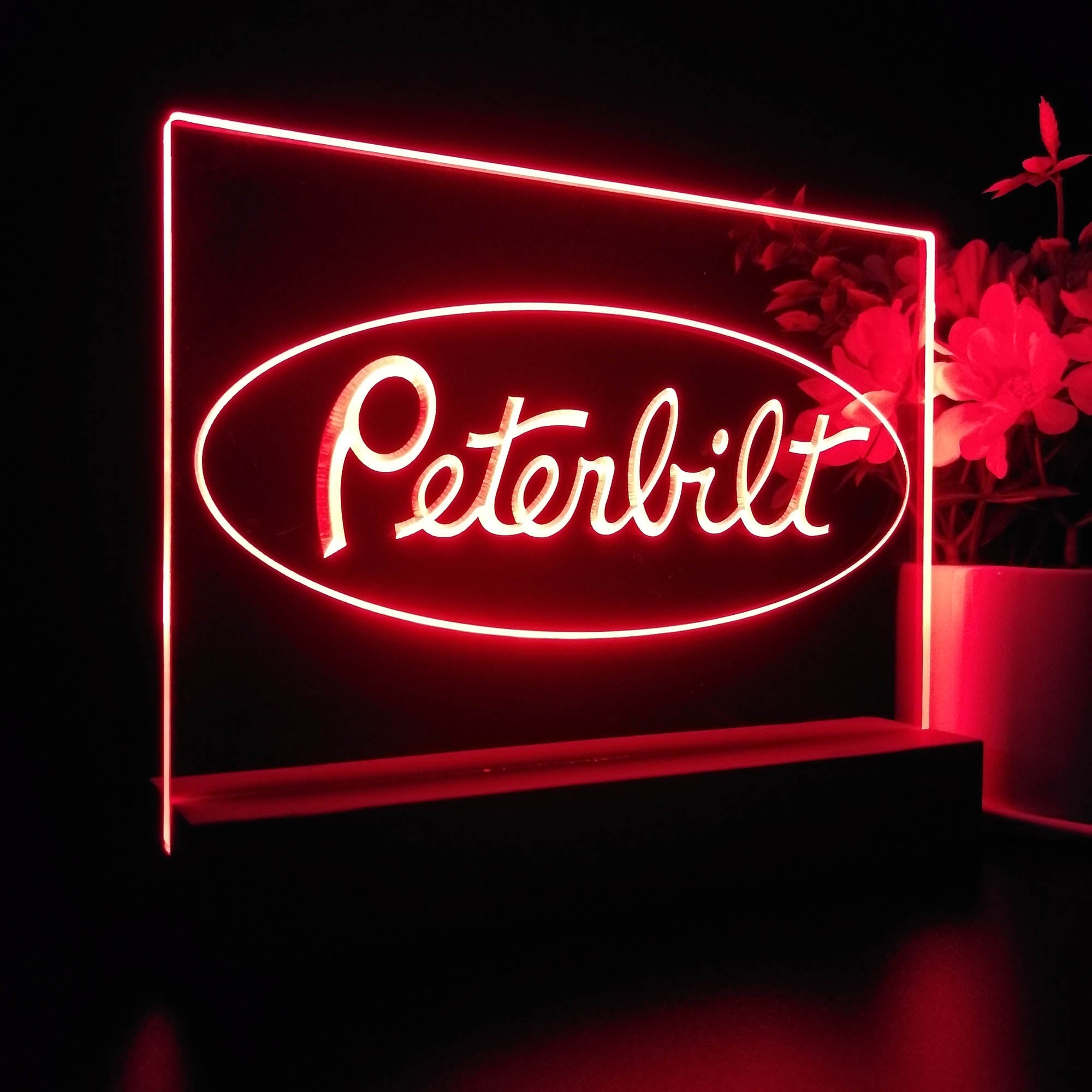 Peterbilt Garage Bar 3D Illusion Night Light Desk Lamp