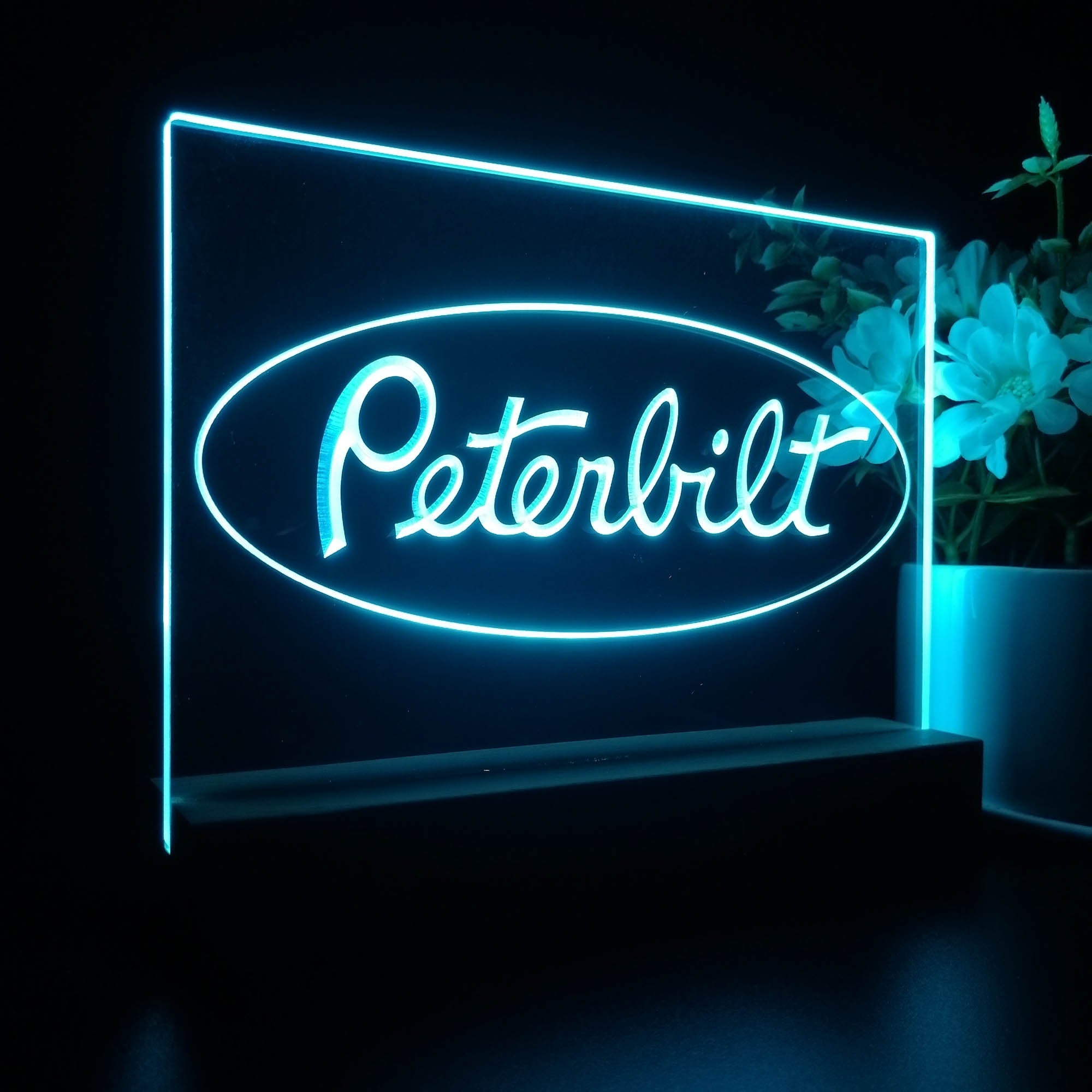 Peterbilt Garage Bar 3D Illusion Night Light Desk Lamp