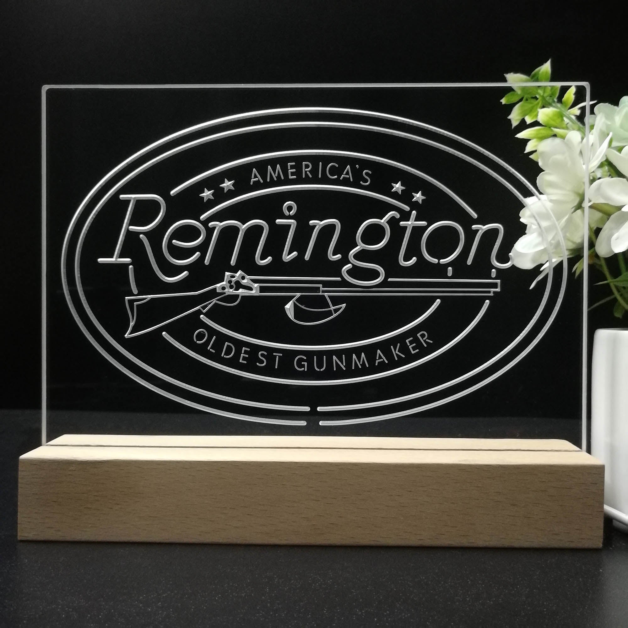 American Remington Garage 3D Illusion Night Light Desk Lamp