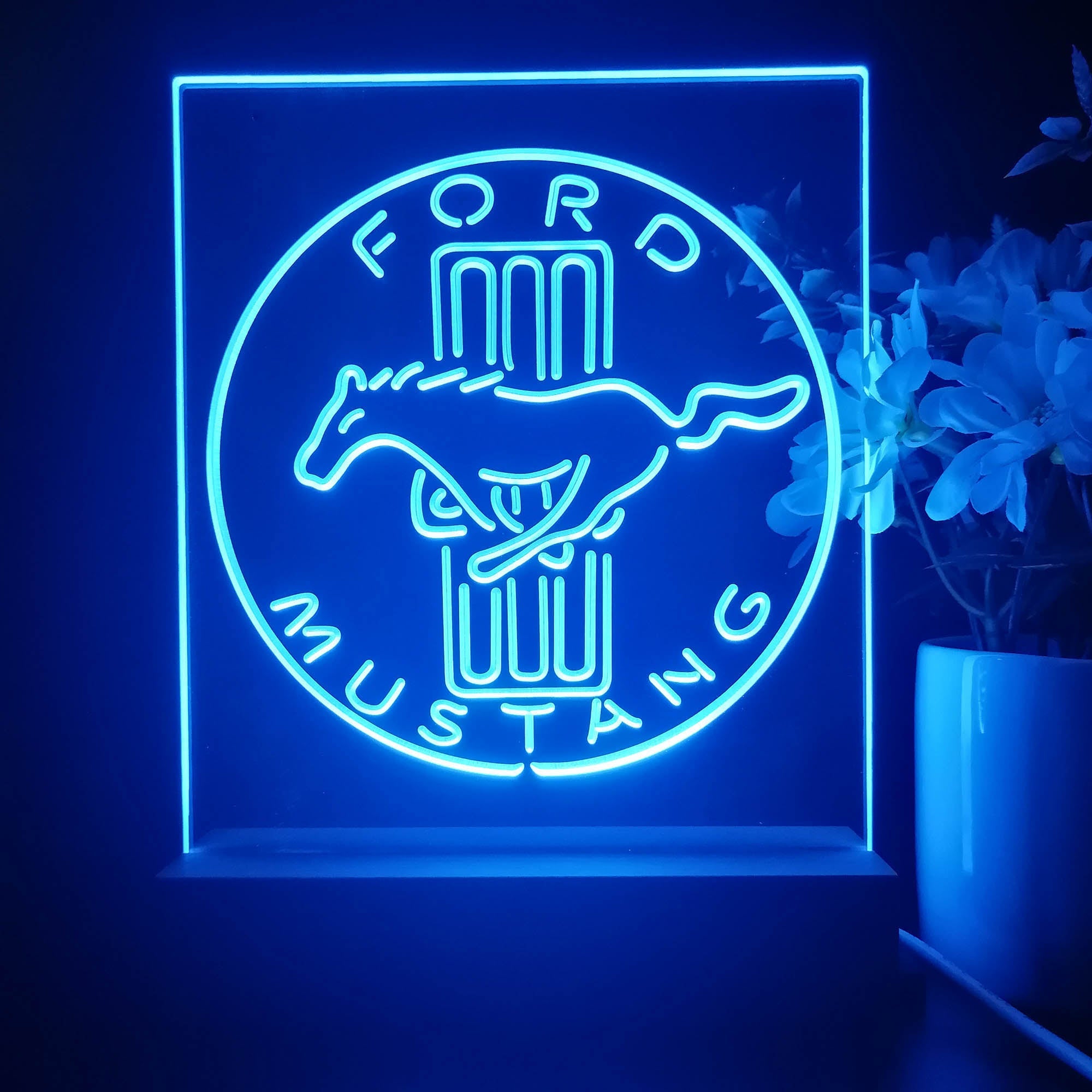 Ford Mustang Horse Car Bar 3D Illusion Night Light Desk Lamp