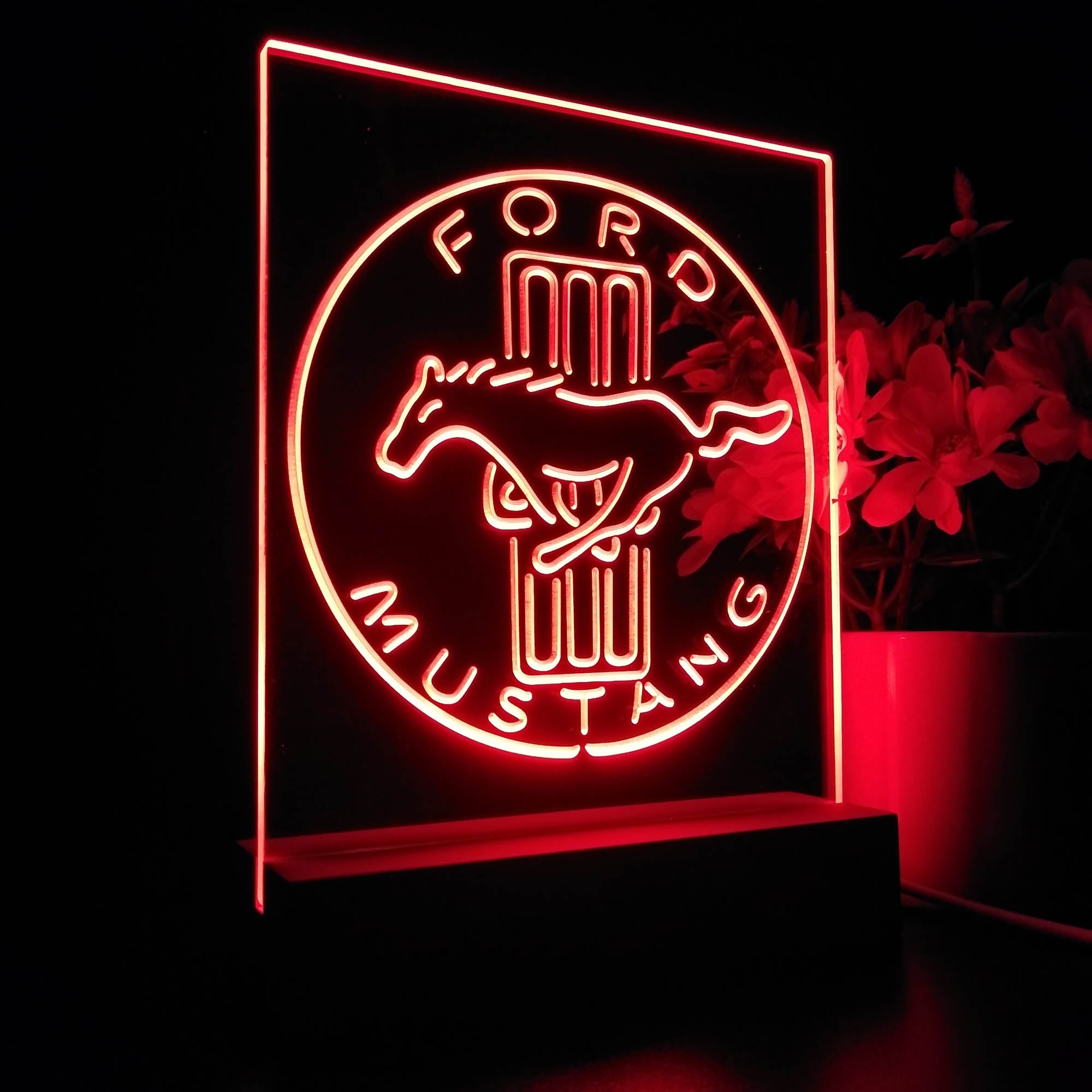 Ford Mustang Horse Car Bar 3D Illusion Night Light Desk Lamp