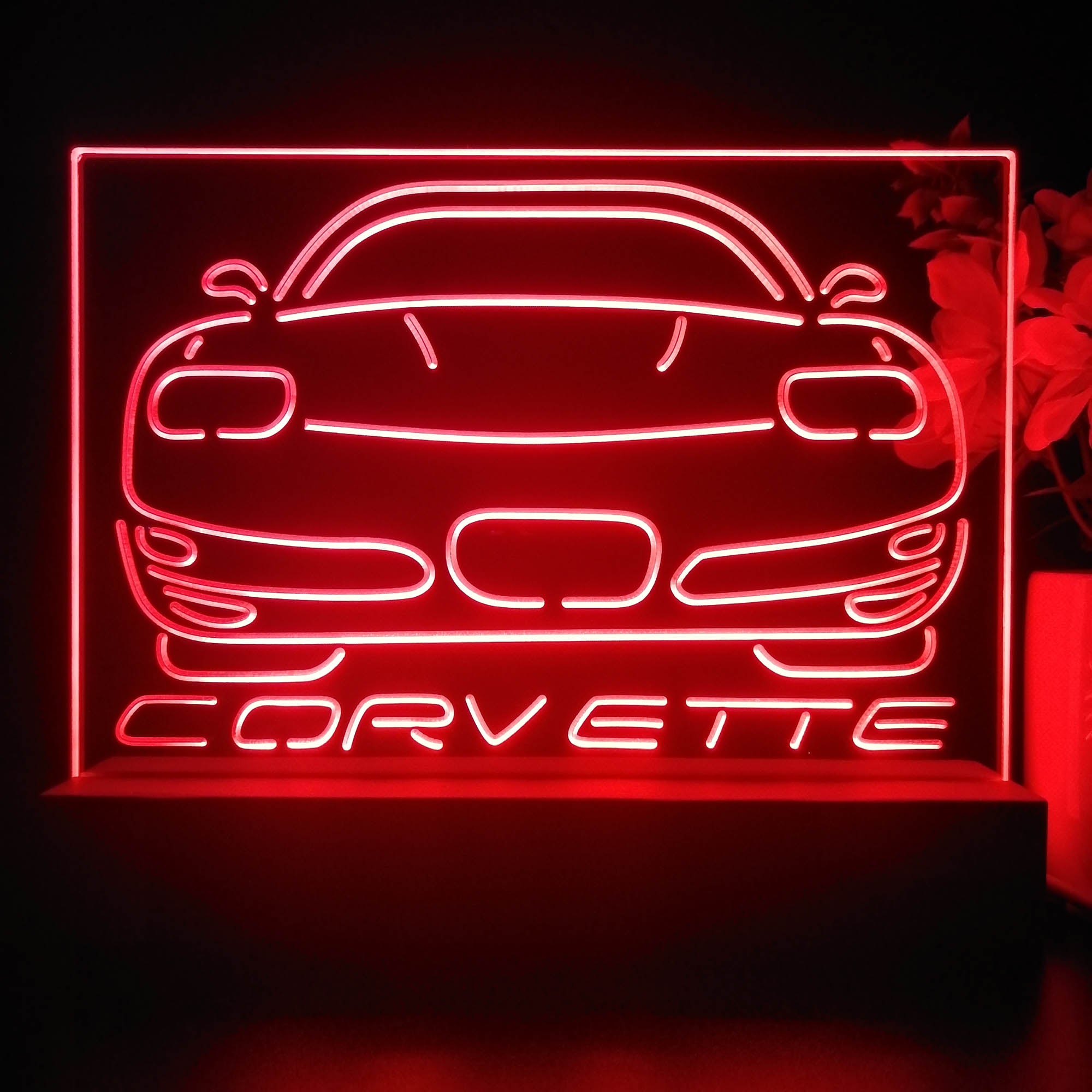 Corvette Car 3D Illusion Night Light Desk Lamp