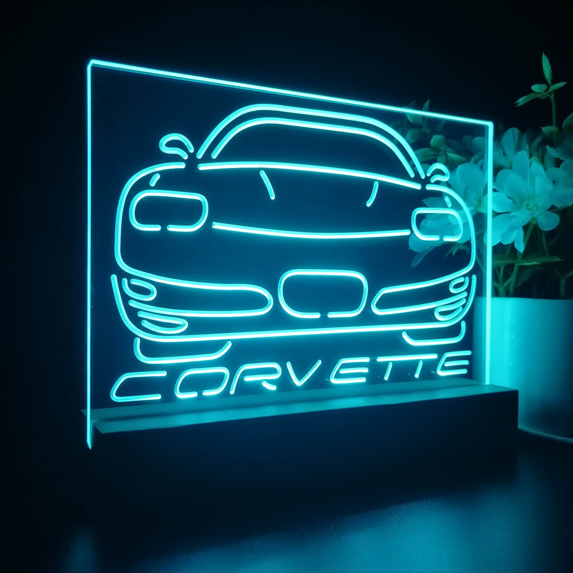 Corvette Car 3D Illusion Night Light Desk Lamp