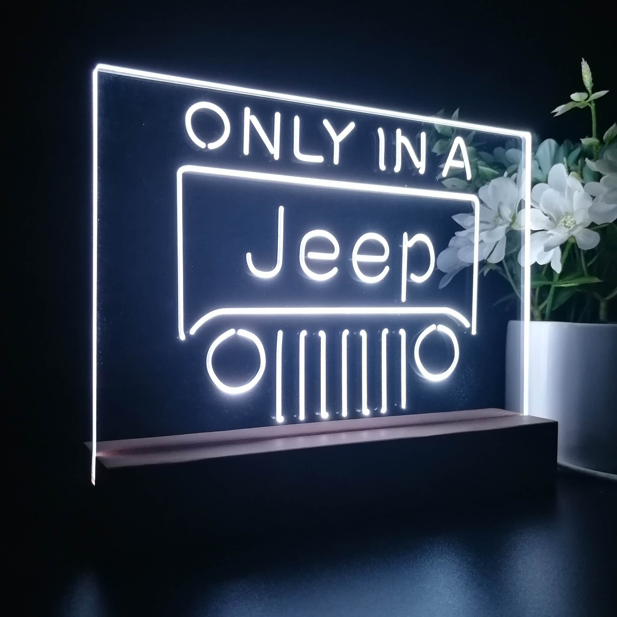 Only in a Jeep Beer Garage 3D Illusion Night Light Desk Lamp