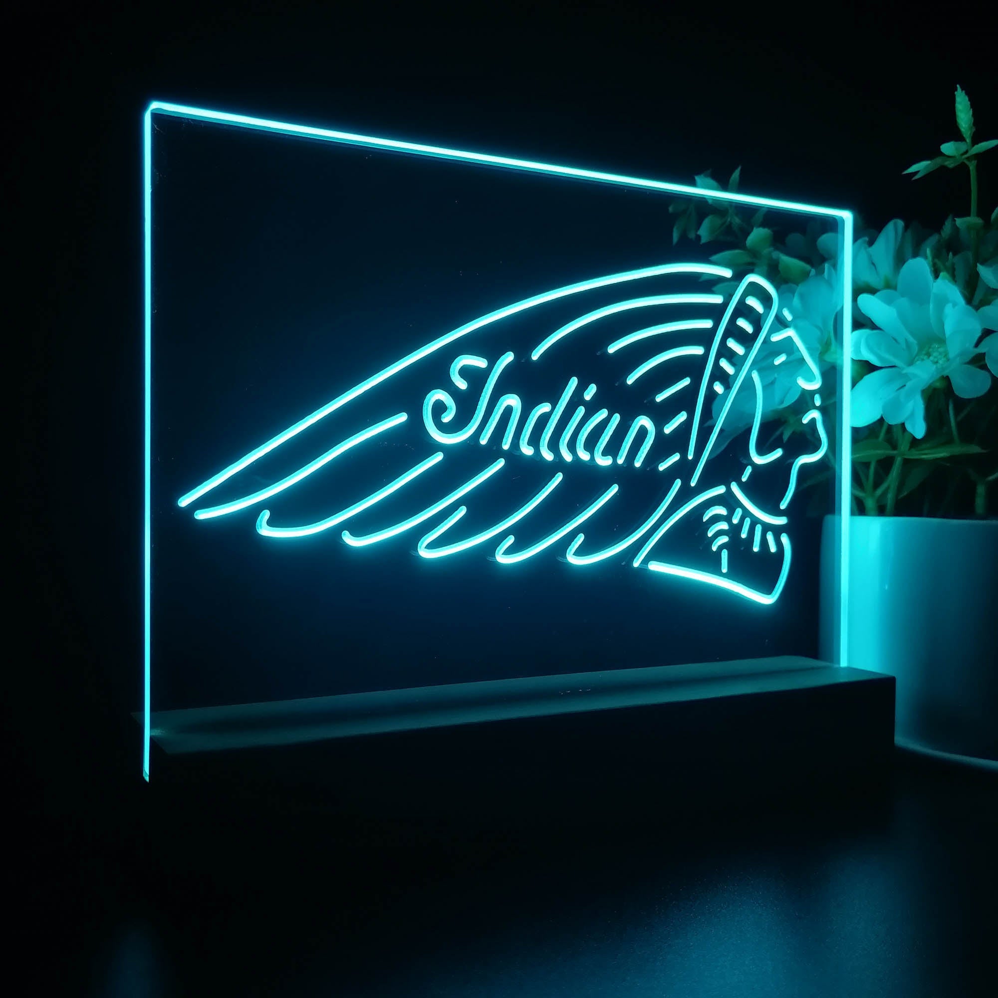 Indian Motorcycle Club 3D Illusion Night Light Desk Lamp