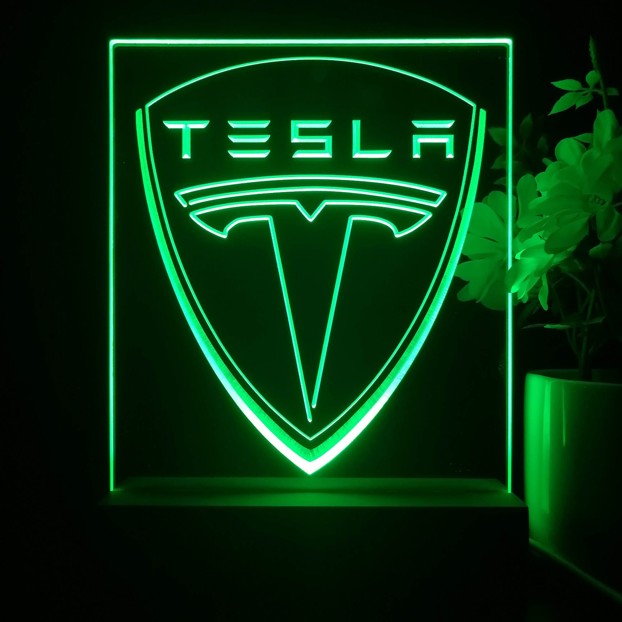 Tesla Logo 3D Illusion Night Light Desk Lamp