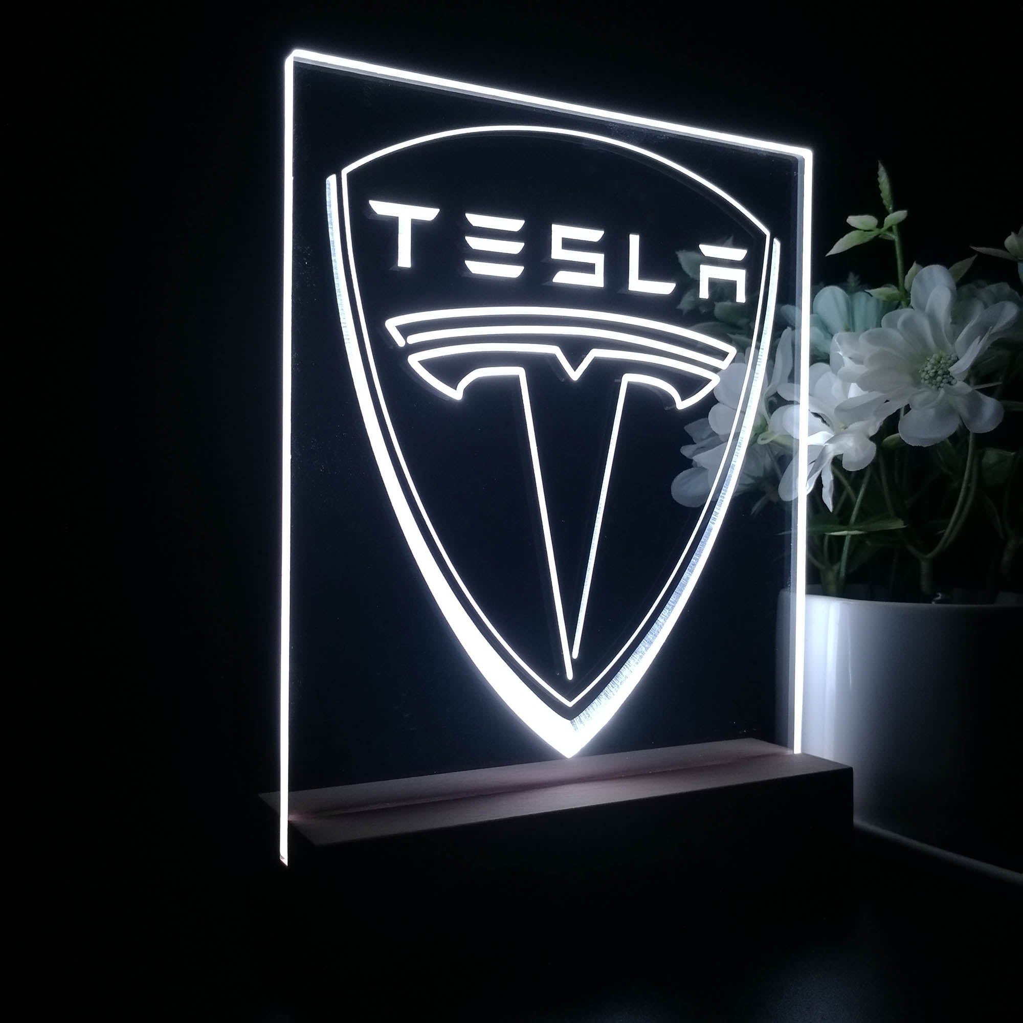 Tesla Logo 3D Illusion Night Light Desk Lamp