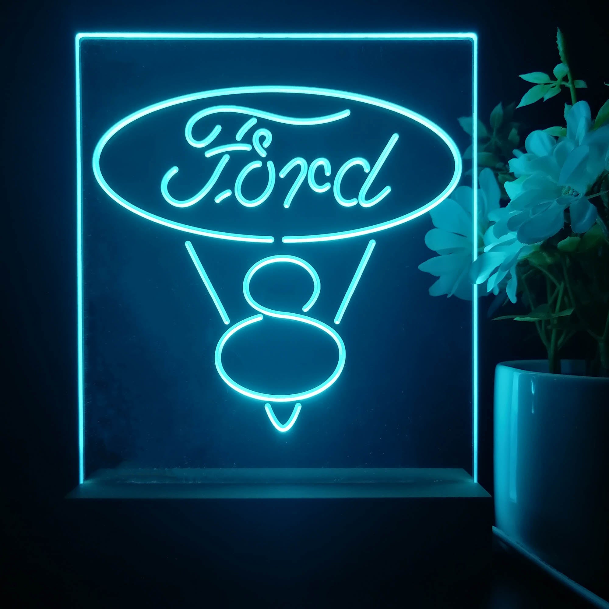 Ford V8 Logo 3D Illusion Night Light Desk Lamp