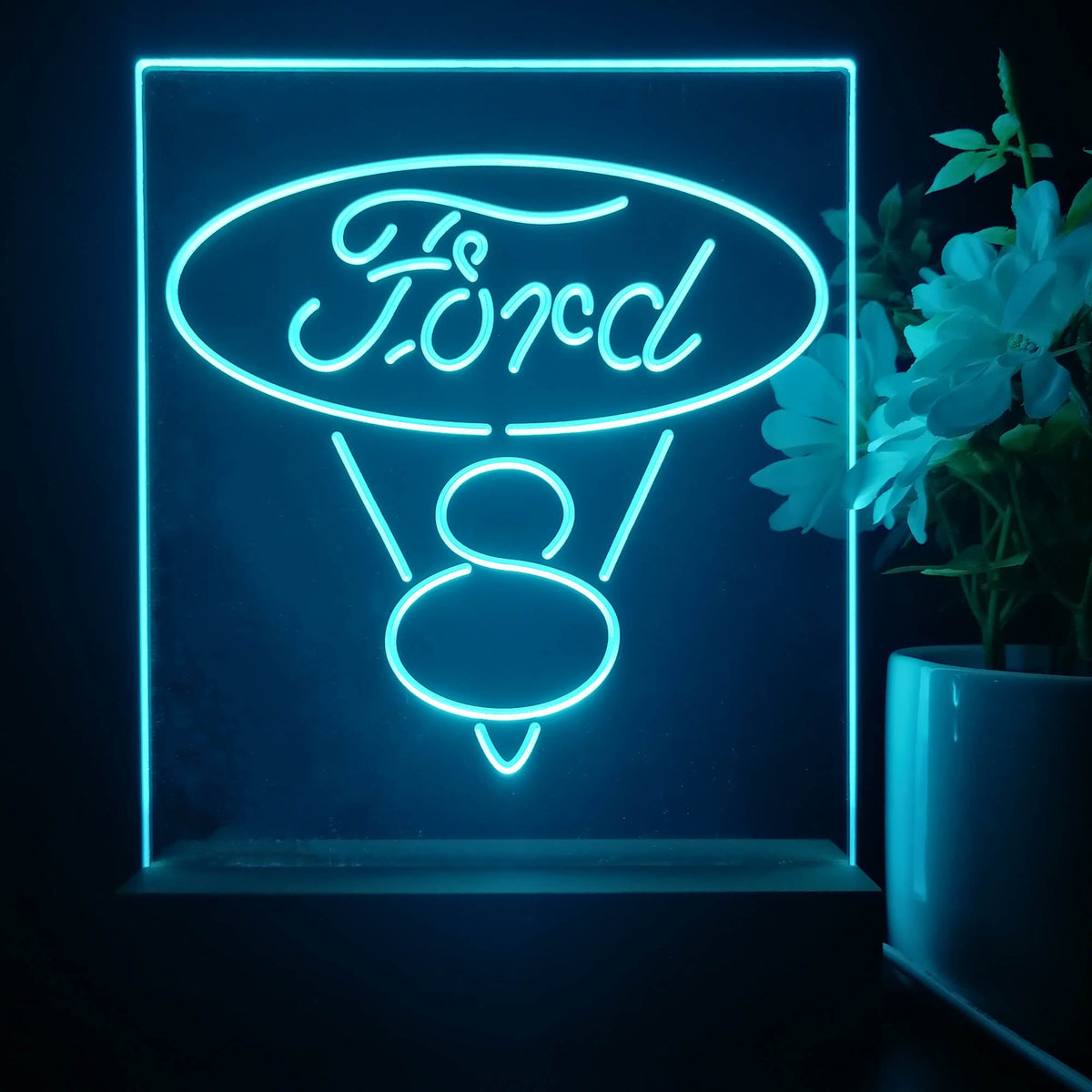 Ford V8 Logo Neon Sign Table Lamp Display | PRO LED SIGN