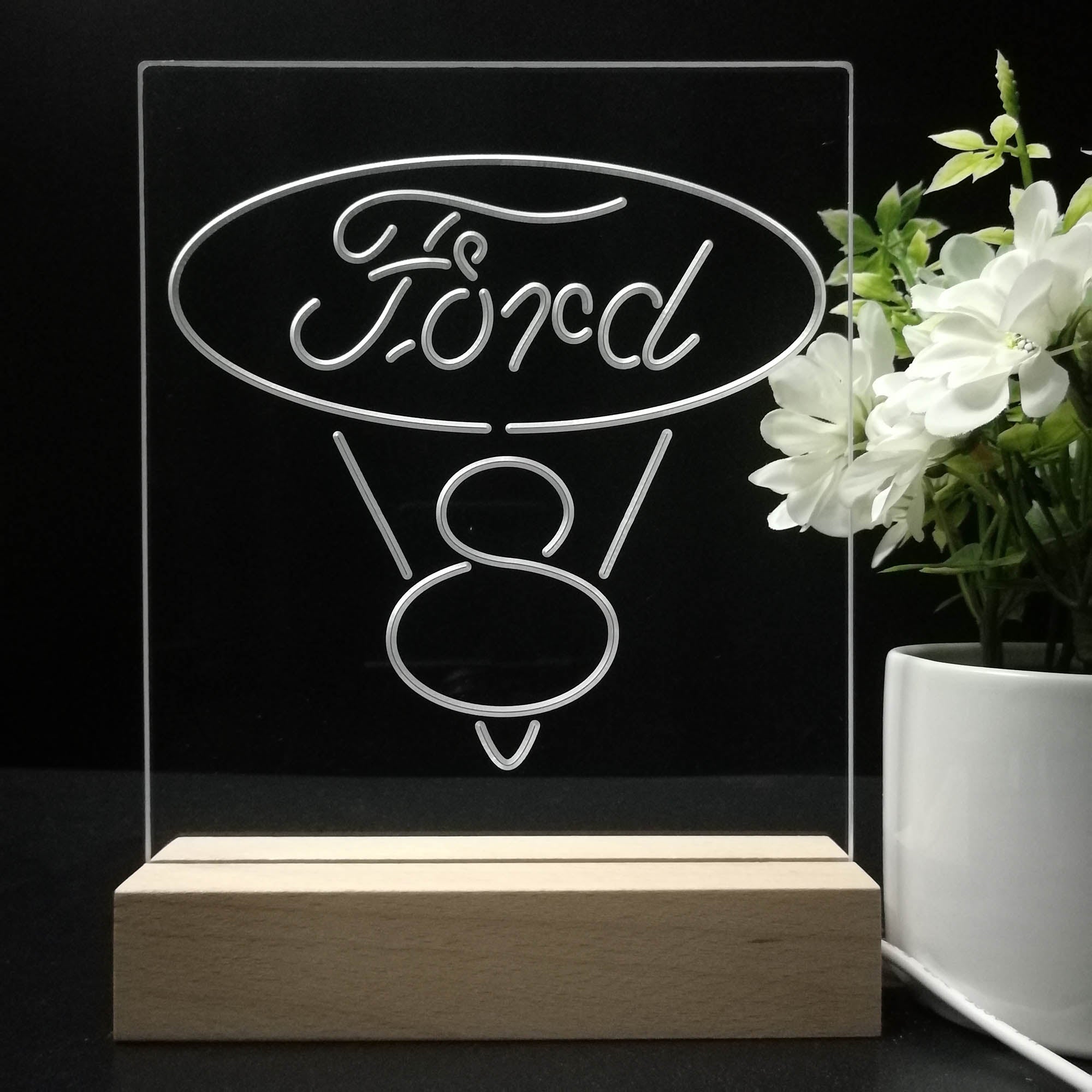 Ford V8 Logo Neon Sign Table Lamp Display | PRO LED SIGN