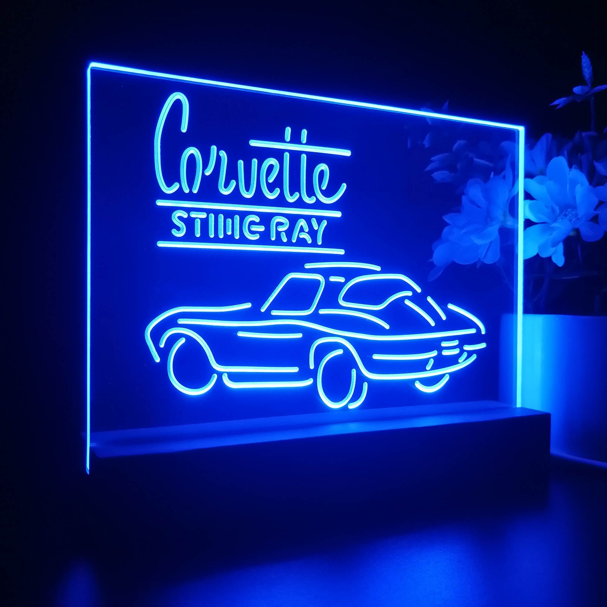 Corvette Sting Ray 3D Illusion Night Light Desk Lamp