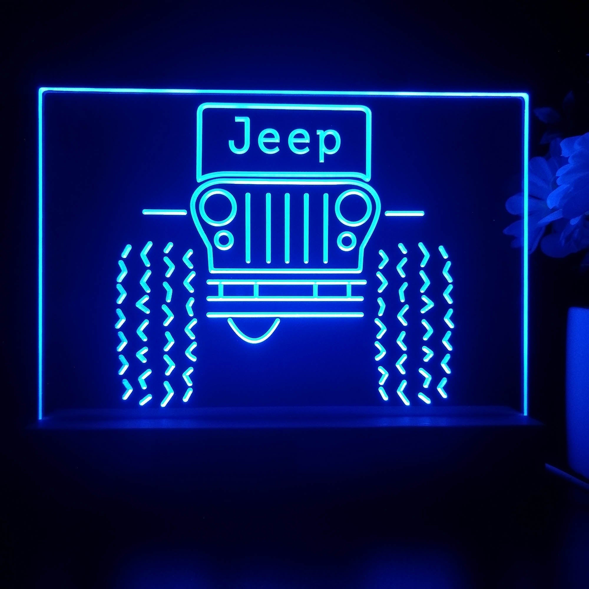 Only in a Jeep Truck Garage 3D Illusion Night Light Desk Lamp